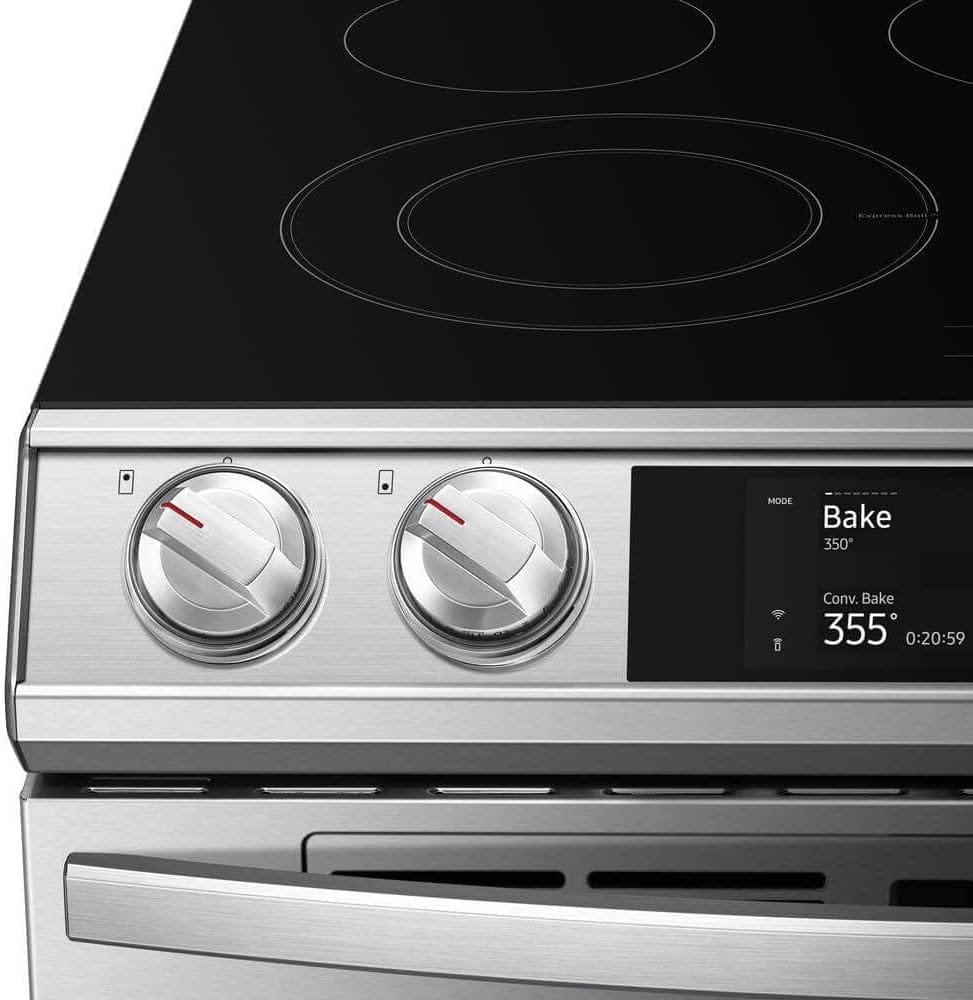 SAMSUNG NE63T8751SS 6.3 cu ft. Smart Slide-in Electric Range with Smart Dial, Air Fry, Flex Duo(TM) in Stainless Steel SAMSUNG NE63T8751SS 6.3 cu ft. Smart Slide-in Electric Range with Smart Dial, Air Fry, Flex Duo(TM) in Stainless Steel