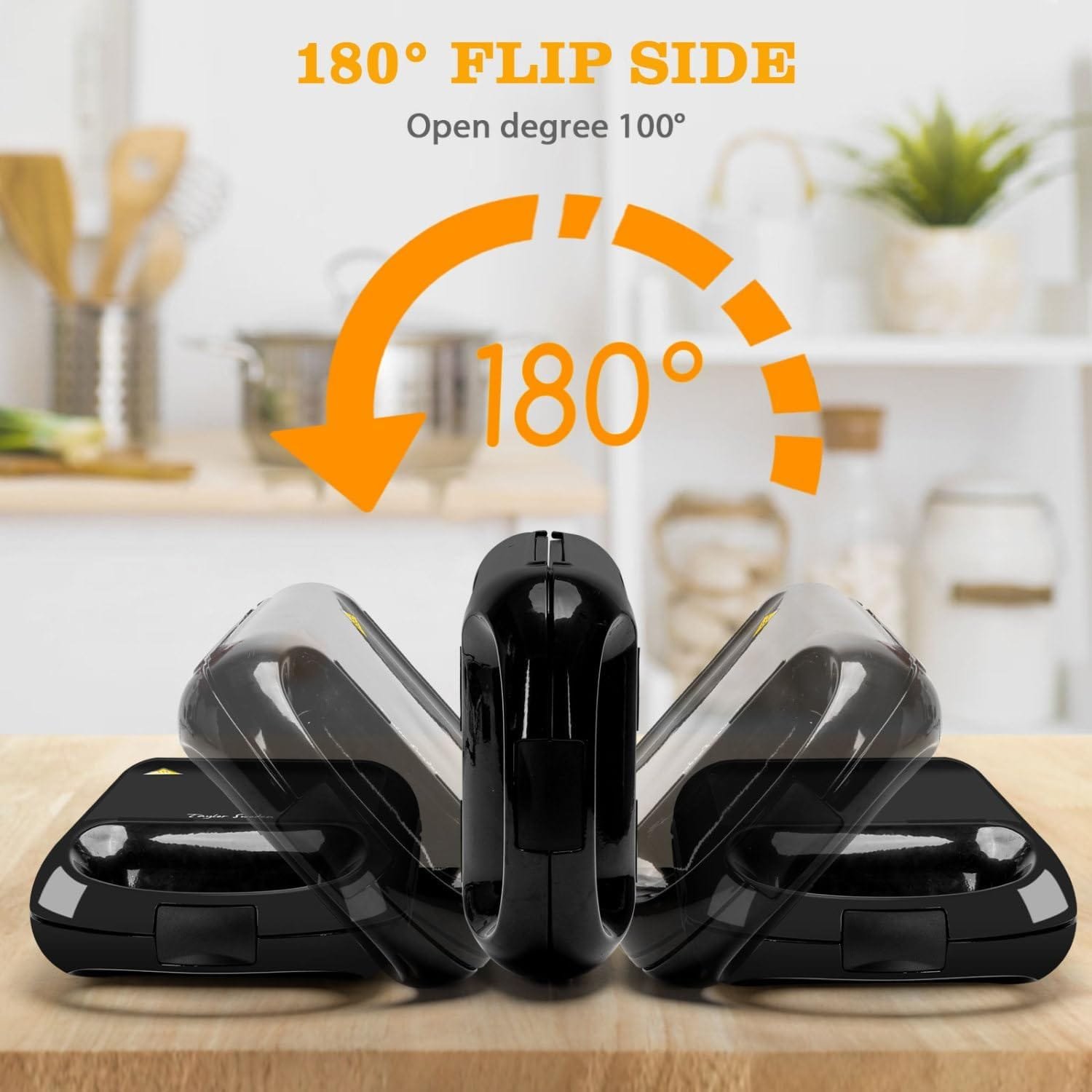 Sandwich Maker 3 in 1, Taylor Swoden 4 Slice Waffle Maker 1200W Panini Press Grill with Non-stick Plates, Double-Sided Heating, Indicator Lights, Cool Touch Handle, Easy to Use  Clean, Black