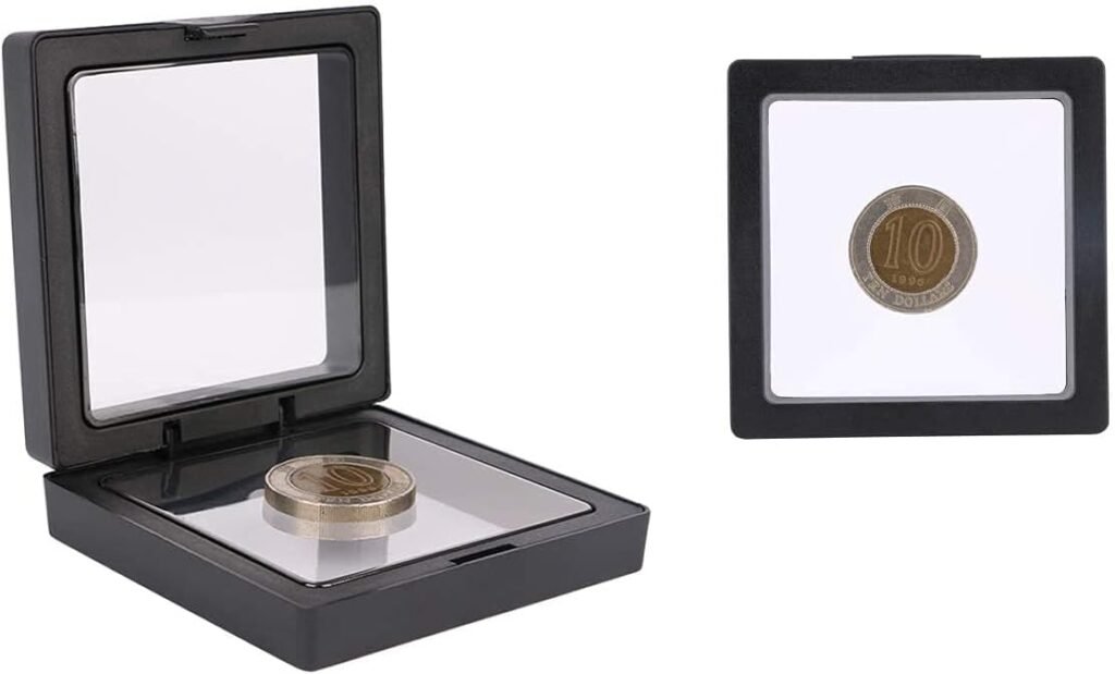 sdoot Floating Display Case, Black 3D Floating Frame Display Holder Stands, 20 Pack 4.3 x 4.3 x 0.8”Challenge Coin Display Stand 3D Coin Display Case, Coin Jewelry Frame for AA Medallions