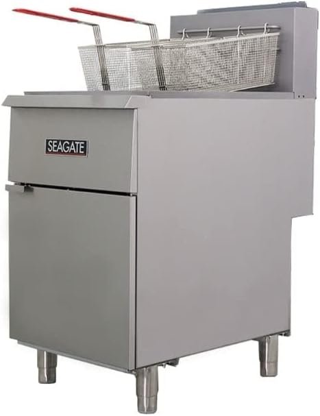 SEAGATE, SGF-35/40NG, Commercial Restaurant Gas Fryer, Stainless Steel, Natural Gas, 35 to 40-lb., 3-Burner, 90,000 BTU, 400° Temp Limit