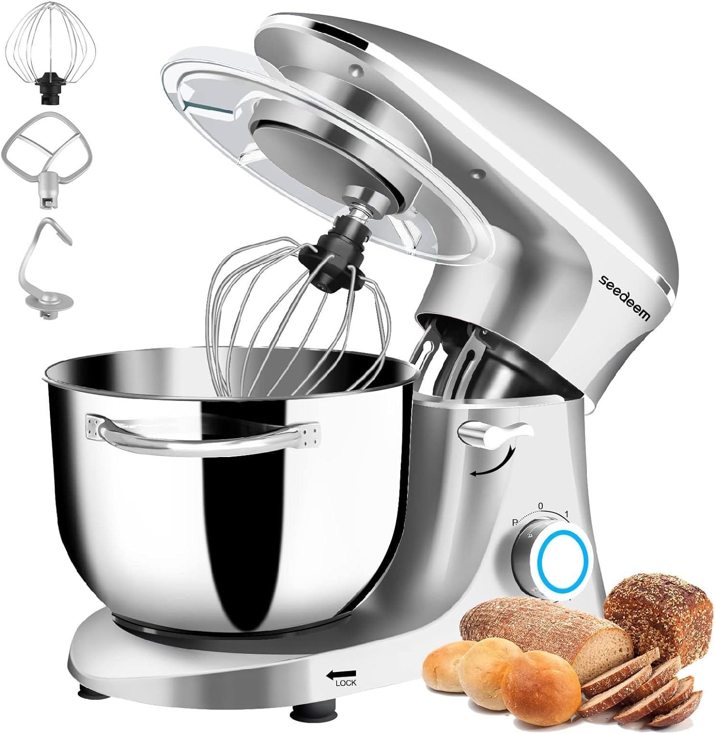 Seedeem Stand Mixer, 6Qt Electric Food Mixer, 660W 6-Speeds Tilt-Head Dough Mixers with Dishwasher-Safe Dough Hook, Wire Whip Beater for Daily Use, Black Seedeem Stand Mixer, 6Qt Electric Food Mixer, 660W 6-Speeds Tilt-Head Dough Mixers with Dishwasher-Safe Dough Hook, Wire Whip Beater for Daily Use, Black