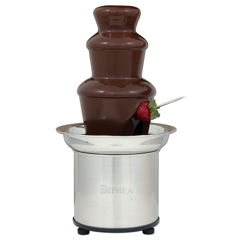 Sephra Select Chocolate Fountain Small 16-Inch Chocolate Fountain Machine for Melting Chocolate, Stainless Steel Heated Basin Chocolate Fountain for Kids and Parties, Whisper Quiet Motor, 4 To 6 LBS