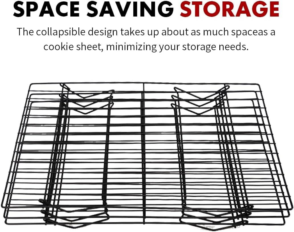 Shellkingdom Cooling Racks, Stainless Steel Non-Stick Baking Racks And Oven Safe Wire Cool Racks for Cookies, Cakes and Baking,3-Tier,Foldable