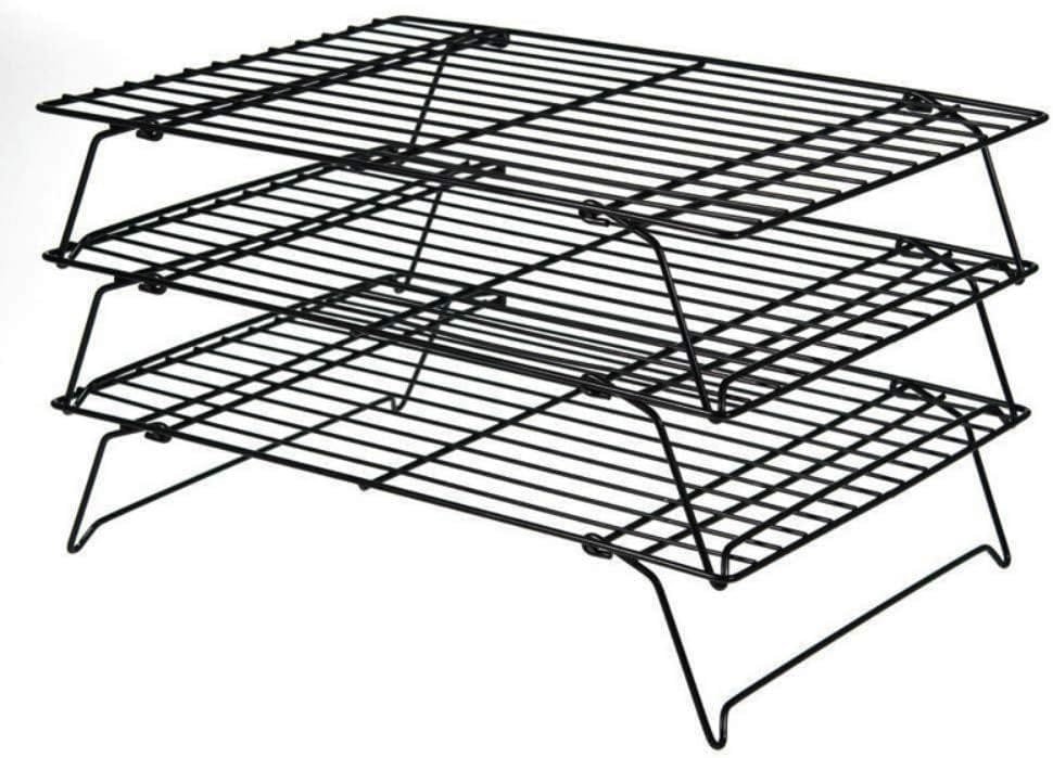 Shellkingdom Cooling Racks, Stainless Steel Non-Stick Baking Racks And Oven Safe Wire Cool Racks for Cookies, Cakes and Baking,3-Tier,Foldable
