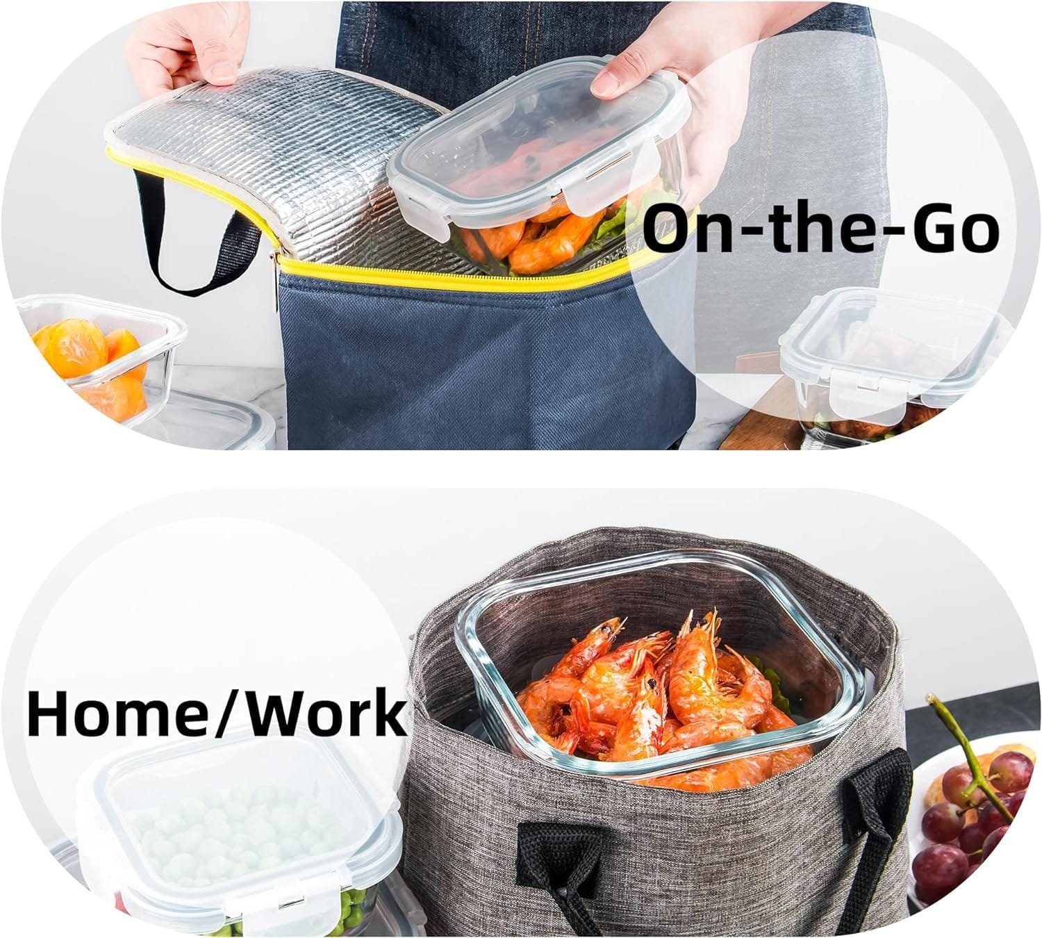 SHYRC 8 Pack Glass Food Storage Containers Set, Glass Meal Prep Containers with Leakproof Lids, Airtight Glass Lunch Containers, Ideal for Food Storage, On-the-Go, Leftover