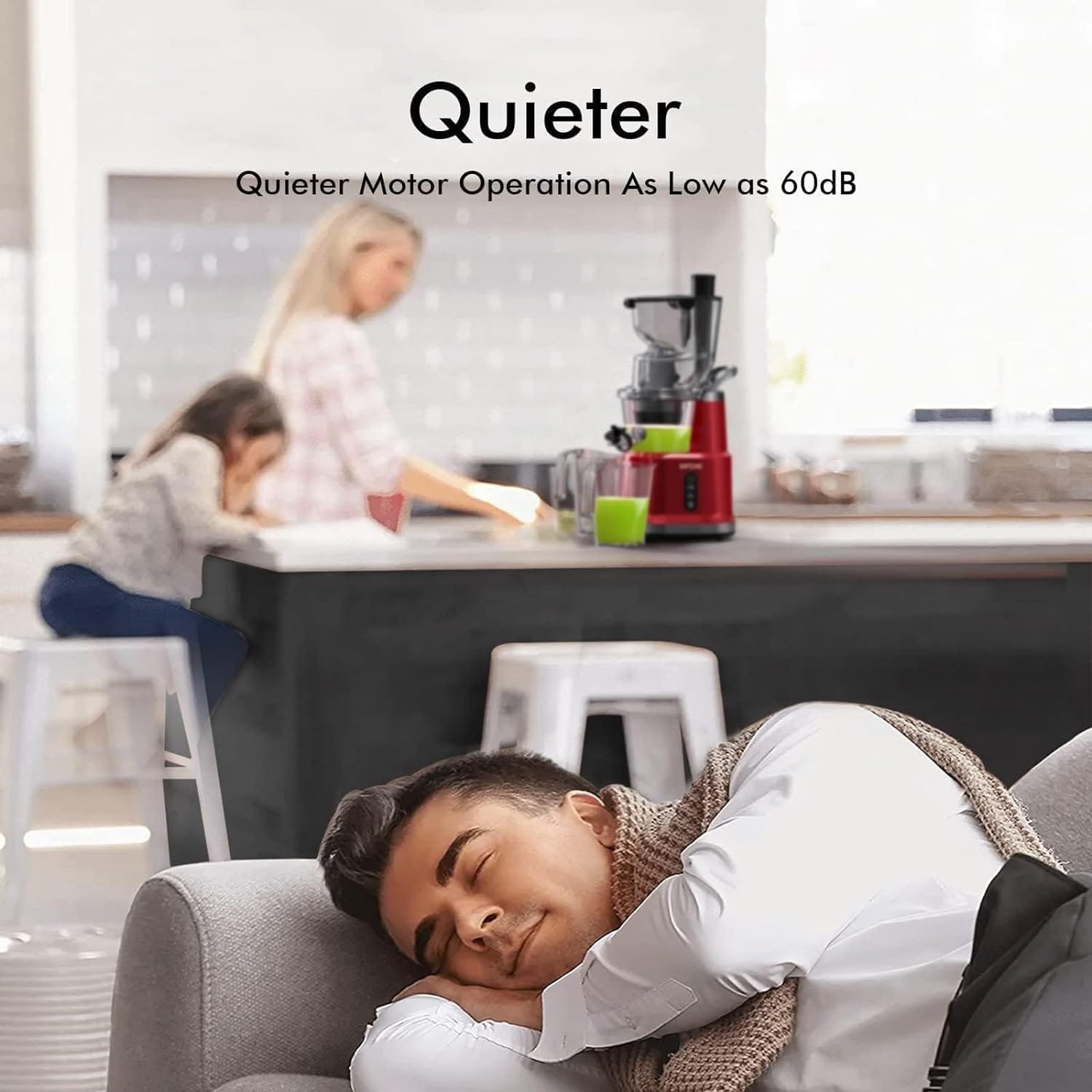 SiFENE Cold Press Juicer Machines with 83mm Big Mouth, Whole Slow Masticating Juicer, Juice Extractor Maker Squeezer for Fruits and Vegetables, BPA-Free, Easy to Clean, Red