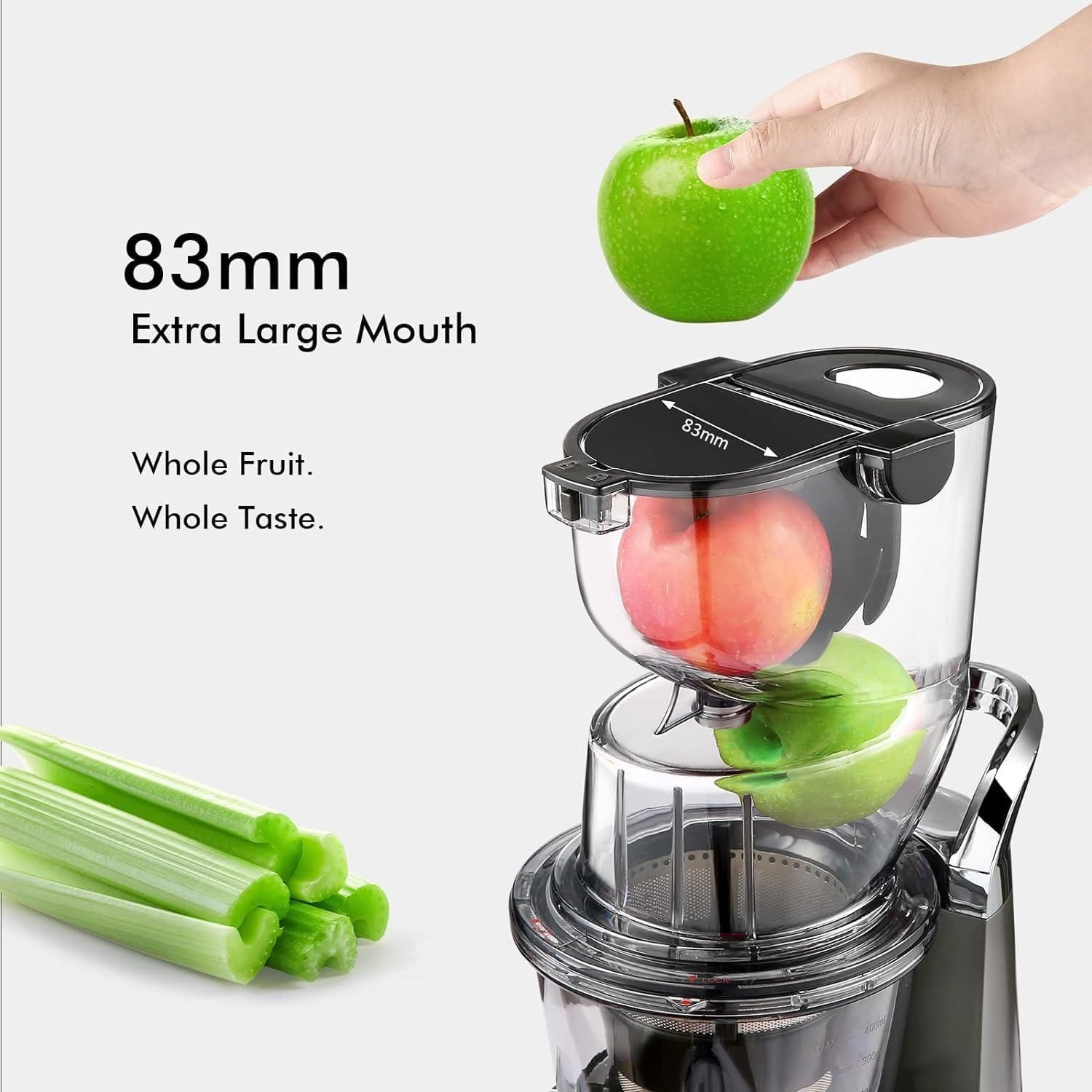 SiFENE Cold Press Juicer Machines with 83mm Big Mouth, Whole Slow Masticating Juicer, Juice Extractor Maker Squeezer for Fruits and Vegetables, BPA-Free, Easy to Clean, Red
