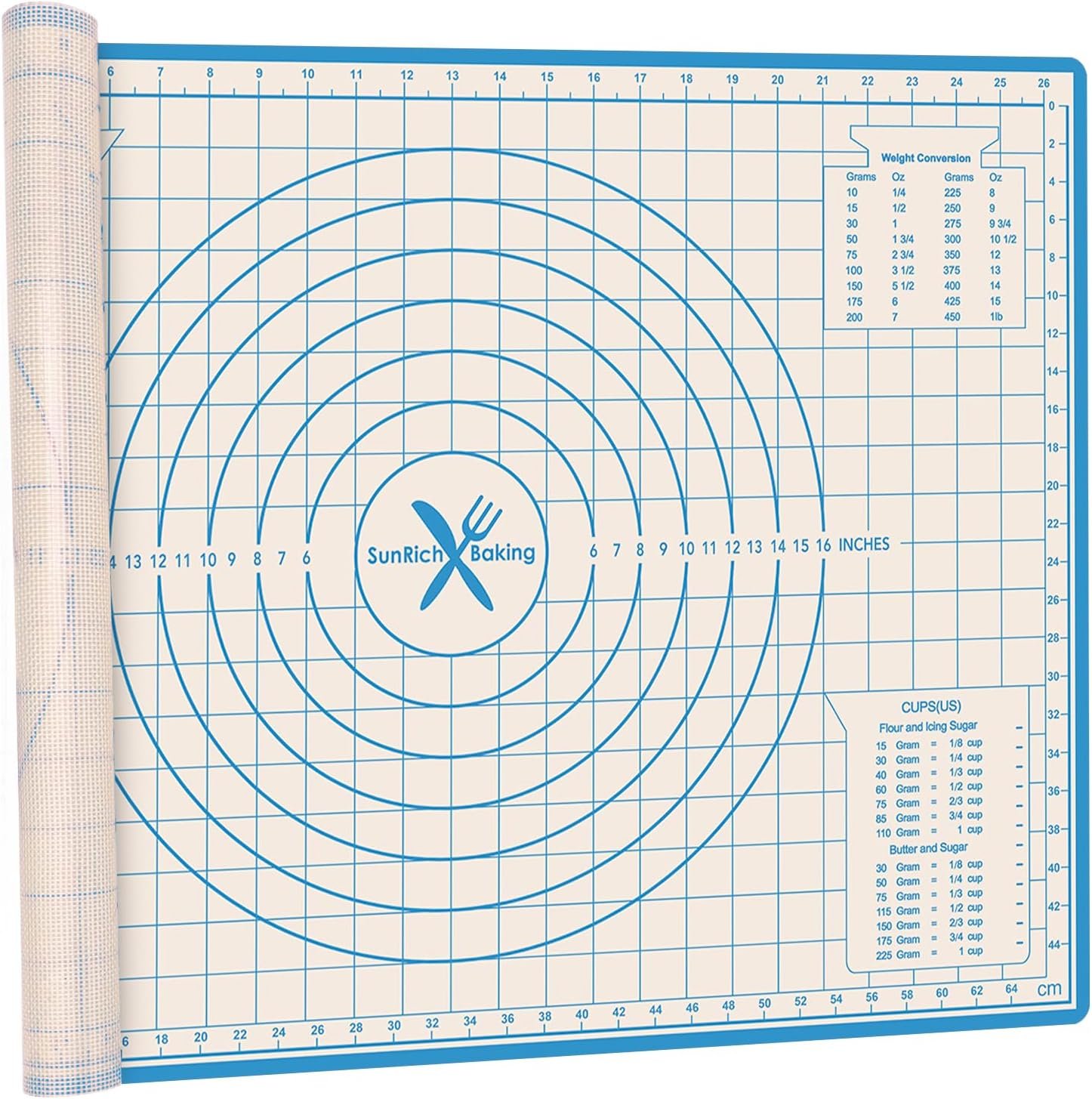 silicone-baking-mat-non-stick-pastry-mat-with-measurement26-x-16-extra-thick-large-rolling-dough-mat-sheet-counter-matfo - Cooking Appliance World