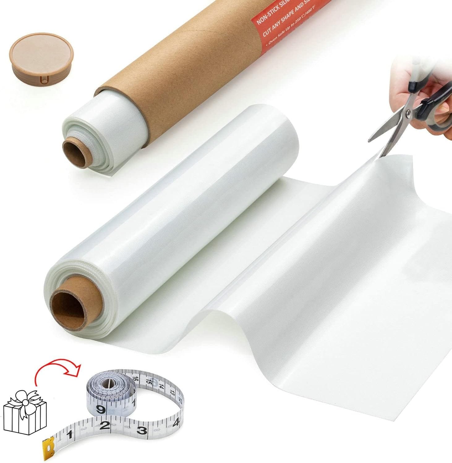 Silicone Baking Mat Roll -12IN x 10FT Non Stick Heat Resistant Food Grade Baking Mats, No Slip Reusable Freeze Dryer Mat,Pastry Mat,Countertop Protector Mat, Washable Oil-Proof  Refrigerator Liners