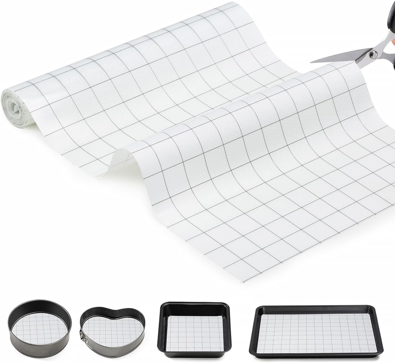 Silicone Baking Mat Roll,Non Stick Heat Resistant Baking Mats,No Slip Reusable Freeze Dryer Mat,Pastry Mat,Countertop Mat, Cut to size fit different Sharp Oven Pans Dishes Tins(12IN*5.25FT, White)