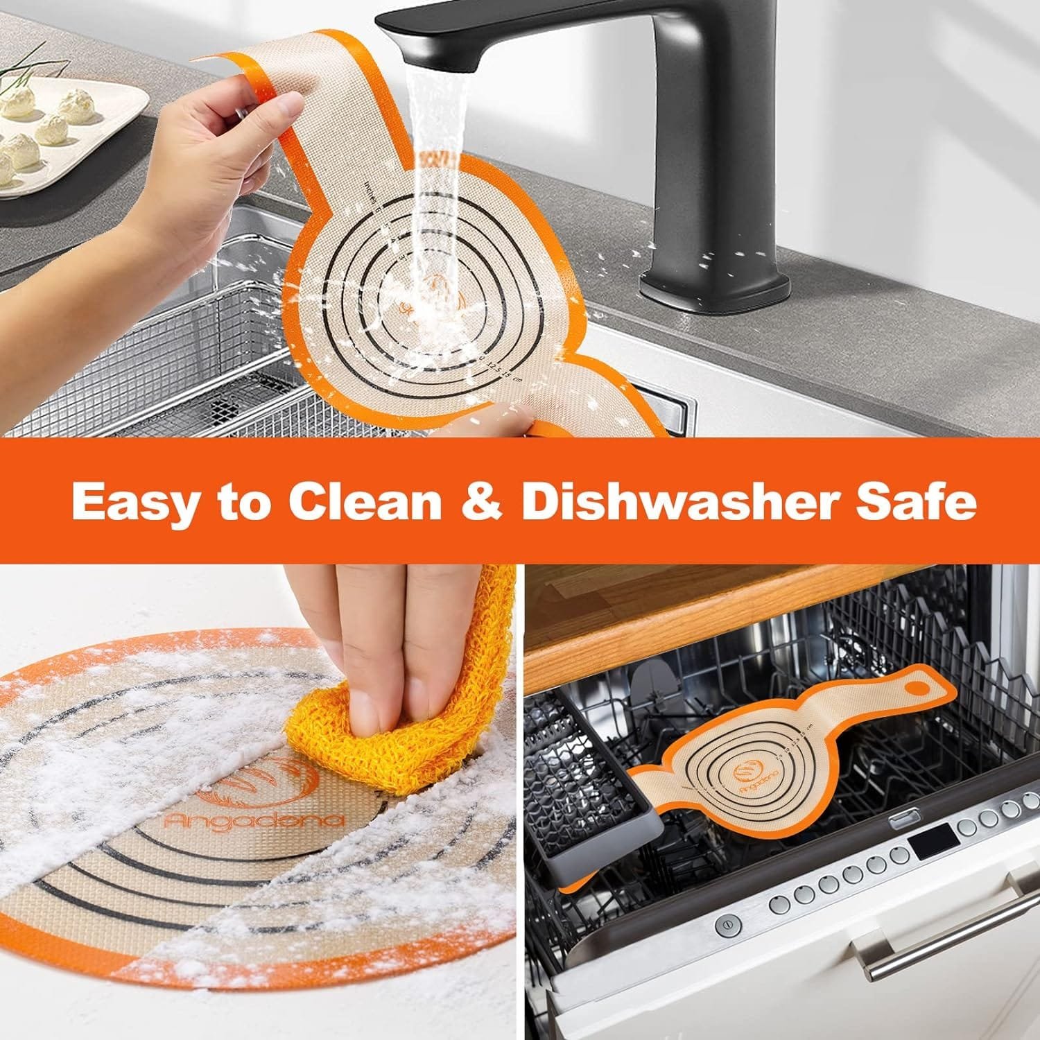 Silicone Bread Sling Oval and Round - Non-Stick  Easy Clean Reusable Oval Silicone Baking Mat for dutch oven. With Long Handles Sourdough Bread Baking mat tools supplier Liner,2 Orange Set