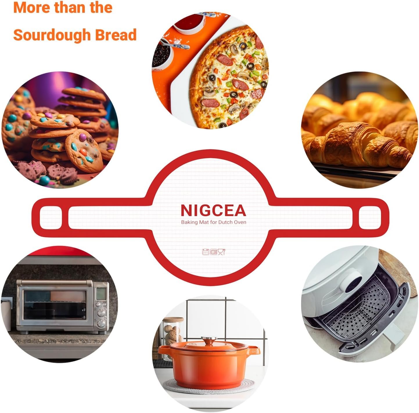 Silicone Bread Sling Sourdough Silicone Baking Mat for Dutch Oven, Long Handles Non-stick 8.3 Inch, 536º F/ 280º C, Red Sourdough Bread Baking Supplies Silicone Bread Sling Sourdough Silicone Baking Mat for Dutch Oven, Long Handles Non-stick 8.3 Inch, 536º F/ 280º C, Red Sourdough Bread Baking Supplies