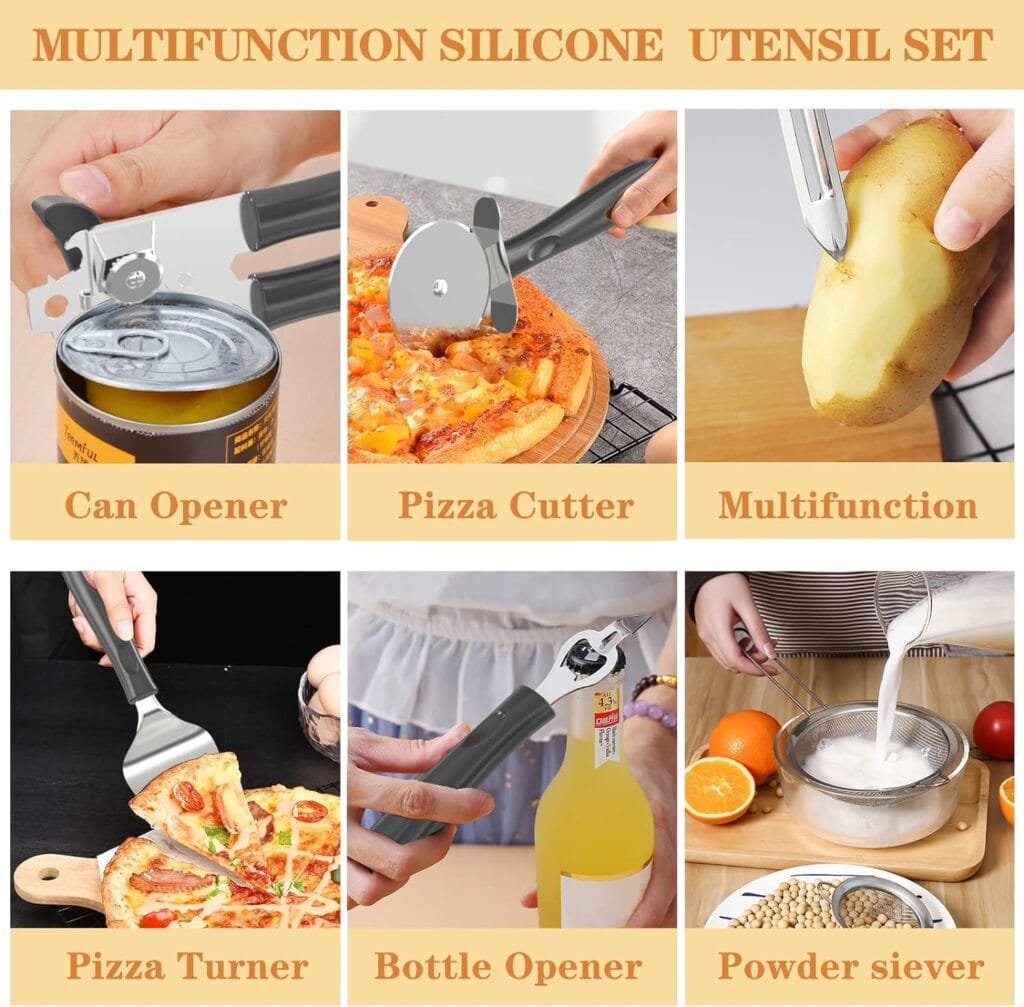 Silicone Cooking Utensil Set, Umite Chef 43 PCS Heat Resistant Kitchen Utensil Gadgets Set-Stainless Steel Handle- Kitchen Spatula Tools for Nonstick Cookware, Pots and Pans Accessories (Khaki) Silicone Cooking Utensil Set, Umite Chef 43 PCS Heat Resistant Kitchen Utensil Gadgets Set-Stainless Steel Handle- Kitchen Spatula Tools for Nonstick Cookware, Pots and Pans Accessories (Khaki)