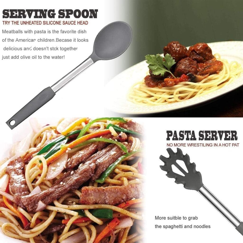 Silicone Kitchen Cooking Utensils Set with Stainless Steel Handle, Spatula Set Utensil Set, Cooking Utensil Set,Kitchen Tools Gadgets for Nonstick Cookware Silicone Kitchen Cooking Utensils Set with Stainless Steel Handle, Spatula Set Utensil Set, Cooking Utensil Set,Kitchen Tools Gadgets for Nonstick Cookware