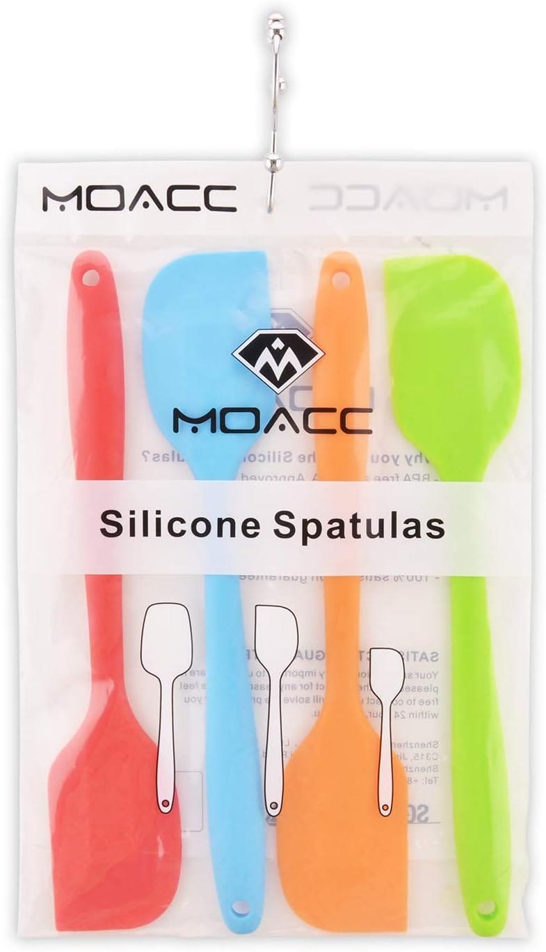 Silicone Spatulas, 11 inch Rubber Spatula Heat Resistant Seamless One Piece Design Non-Stick Flexible Scrapers Baking Mixing Tool (4 Piece) Silicone Spatulas, 11 inch Rubber Spatula Heat Resistant Seamless One Piece Design Non-Stick Flexible Scrapers Baking Mixing Tool (4 Piece)