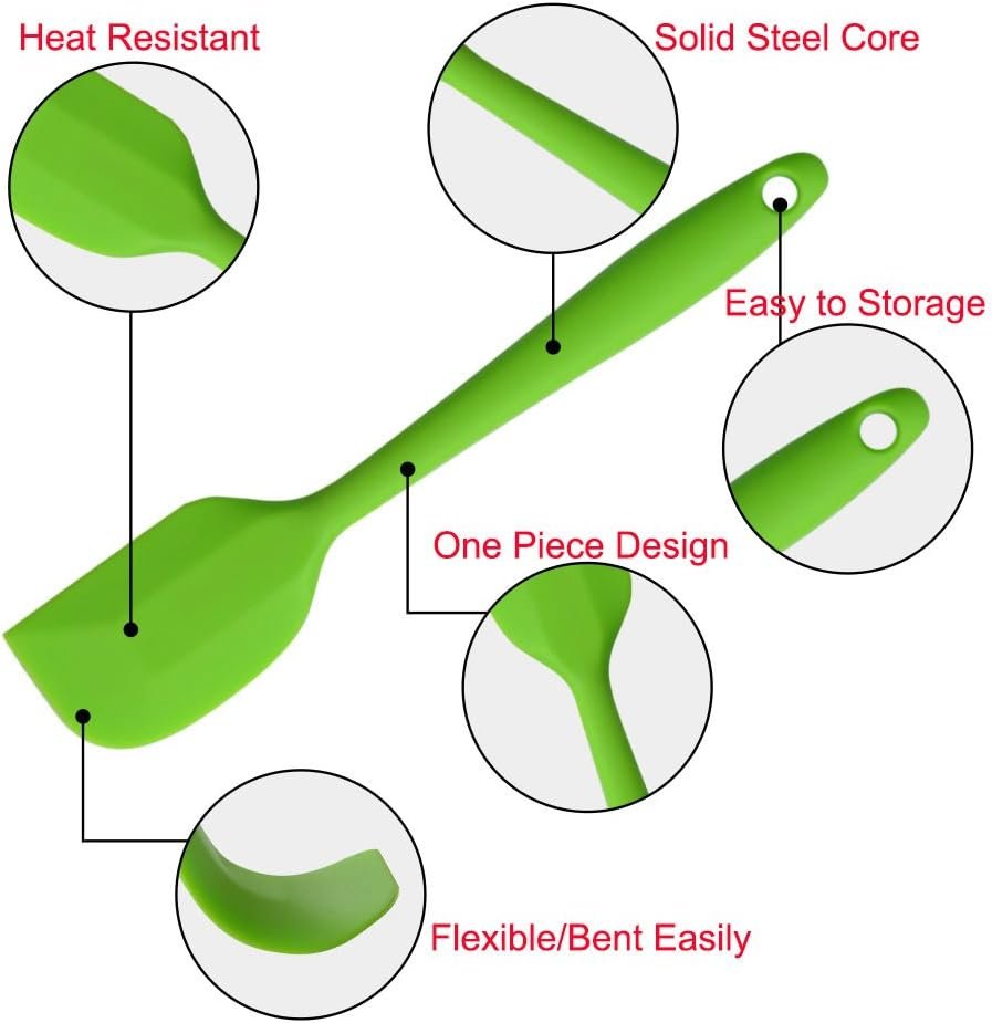 Silicone Spatulas, 8.5 inch Small Rubber Spatula Seamless One Piece Design Heat Resistant Non-Stick Flexible Scrapers Baking Mixing Tool (5 Pieces)