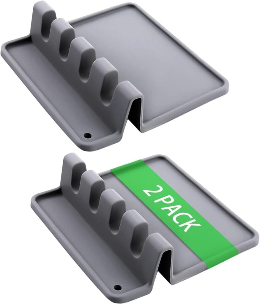 Silicone Spoon Rest with Drip Pad for Stove Top(2PCS), Large Utensil Rest for Multiple Utensils, Heat-Resistant  Dishwasher Safe Kitchen Utensil Holder for Spatula, Ladle, Kitchen Gadgets Accessories Silicone Spoon Rest with Drip Pad for Stove Top(2PCS), Large Utensil Rest for Multiple Utensils, Heat-Resistant  Dishwasher Safe Kitchen Utensil Holder for Spatula, Ladle, Kitchen Gadgets Accessories
