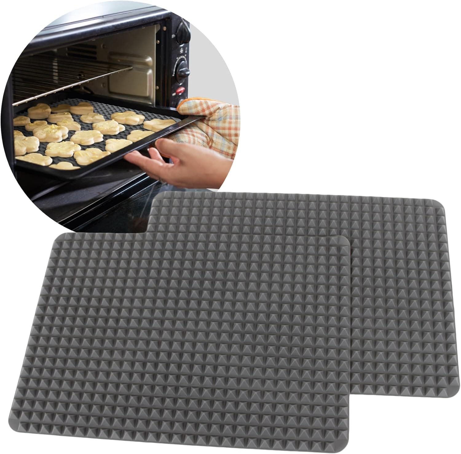 Silicone Tray Mat - Reusable Baking Sheet Liners, Nonstick Silicone Baking Mat, Baking Essentials, Multipurpose Silicone Mat - Meat/Sourdough/Bread Baking Supplies, Set of 2 (Dark Gray) Silicone Tray Mat - Reusable Baking Sheet Liners, Nonstick Silicone Baking Mat, Baking Essentials, Multipurpose Silicone Mat - Meat/Sourdough/Bread Baking Supplies, Set of 2 (Dark Gray)