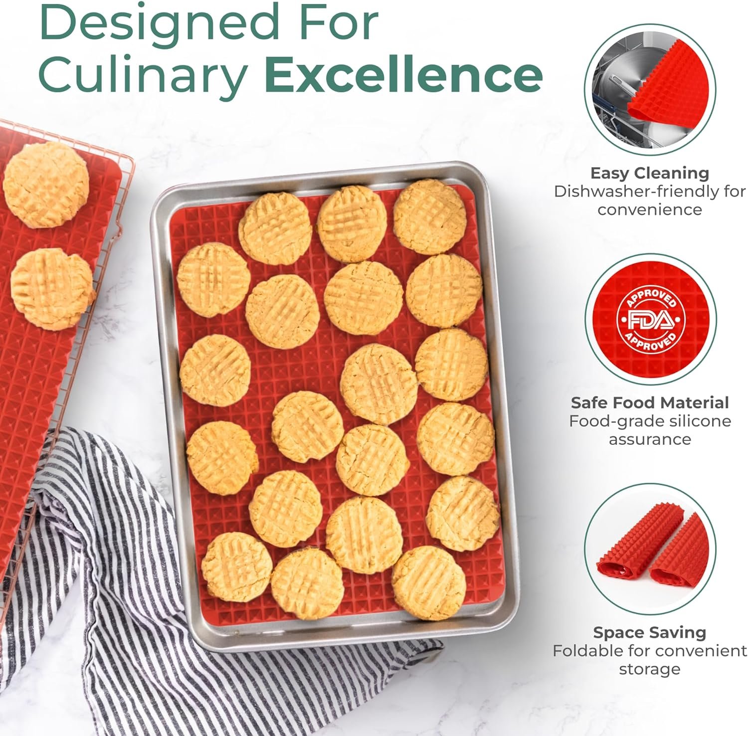 Silicone Tray Mat - Reusable Baking Sheet Liners, Nonstick Silicone Baking Mat, Baking Essentials, Multipurpose Silicone Mat - Meat/Sourdough/Bread Baking Supplies, Set of 2 (Dark Gray) Silicone Tray Mat - Reusable Baking Sheet Liners, Nonstick Silicone Baking Mat, Baking Essentials, Multipurpose Silicone Mat - Meat/Sourdough/Bread Baking Supplies, Set of 2 (Dark Gray)