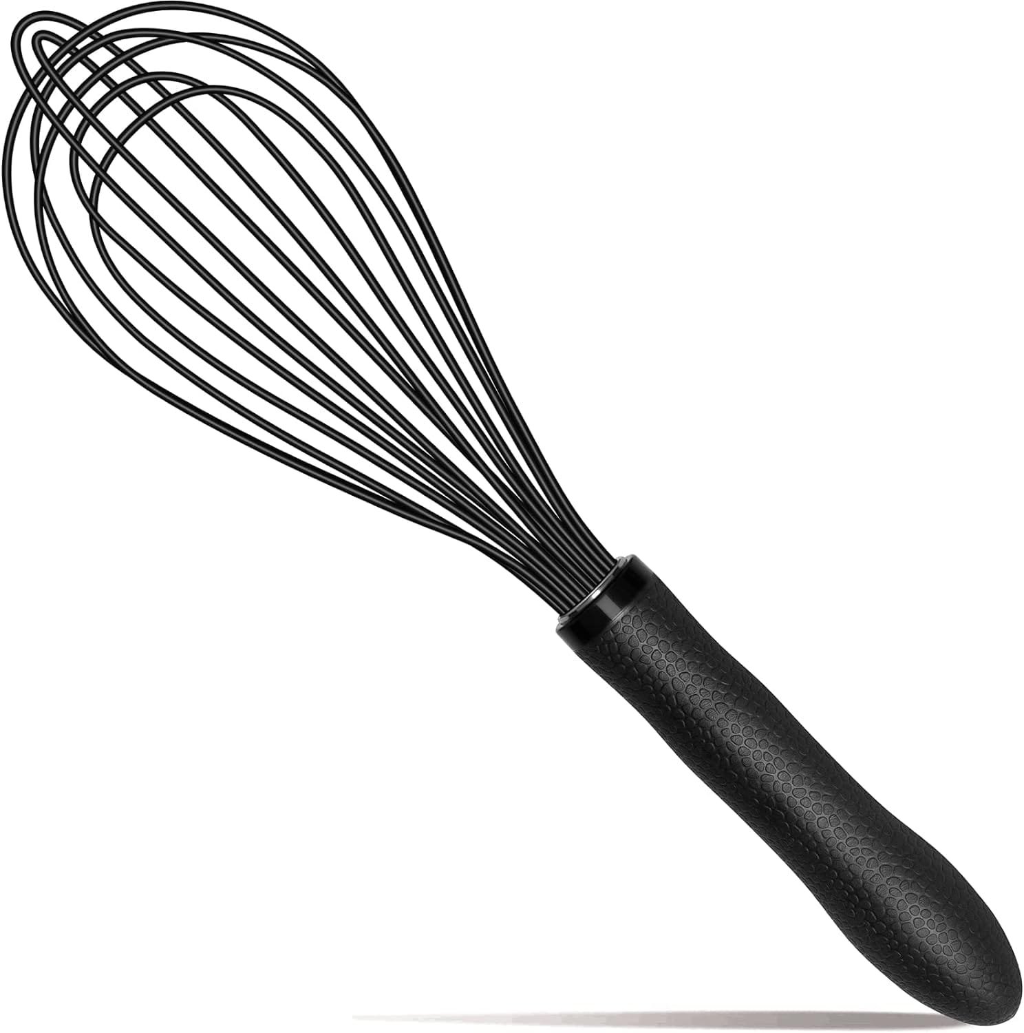 Silicone Whisk,Kitchen Silicone Whisks for Cooking Non Scratch,Wisking Tool Metal Wire Stainless Steel Whisk Egg Bread Silicone Wisk,Small Mini Heat Resistant Whisk 11-Inch,Black