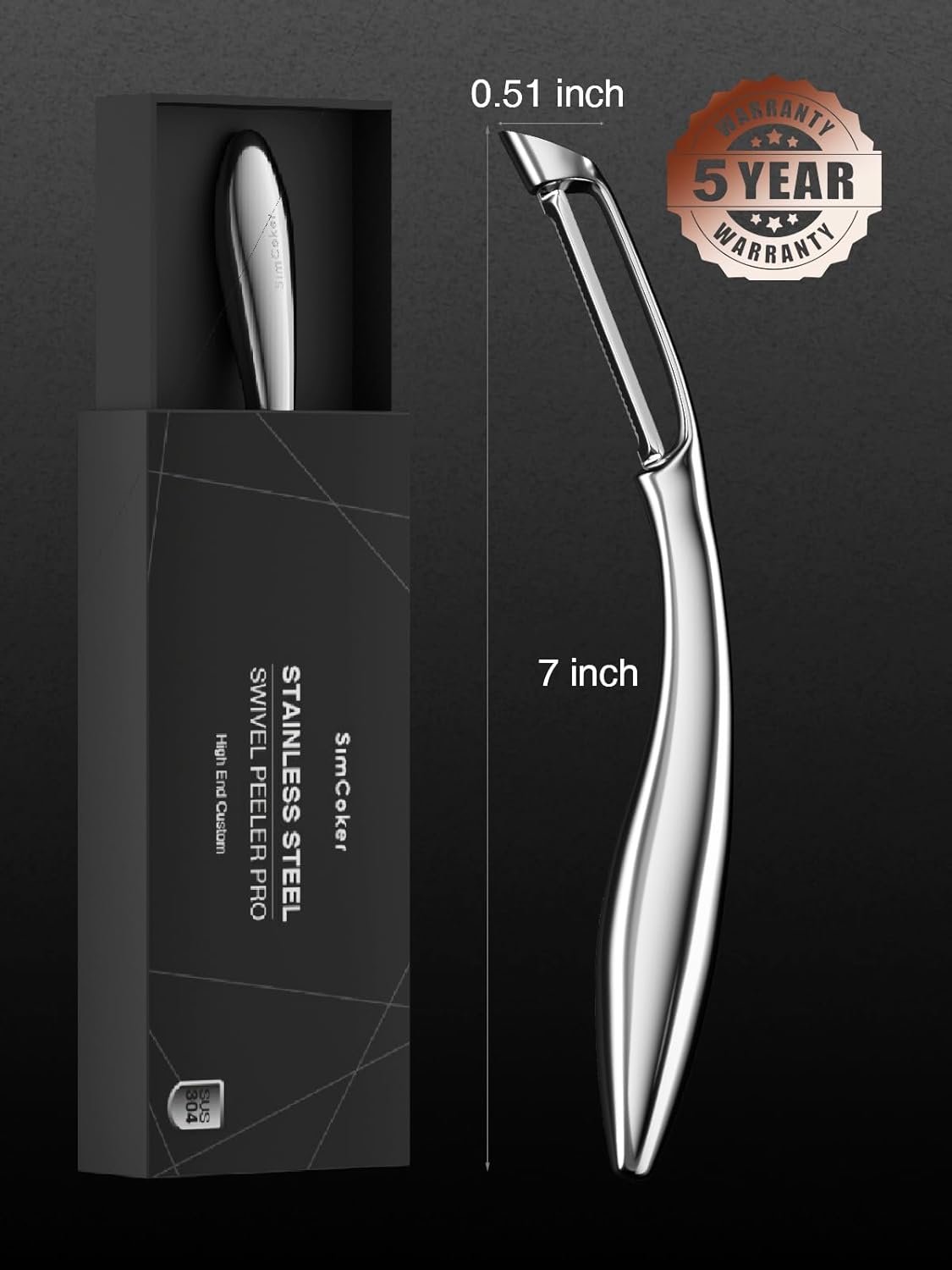 SimCoker Vegetable Peeler For Kitchen, Premium Potato Peelers 304 Stainless Steel, Ultra Sharp Blade, Ergonomic Non-Slip Handle, 5 Years Of Warranty… SimCoker Vegetable Peeler For Kitchen, Premium Potato Peelers 304 Stainless Steel, Ultra Sharp Blade, Ergonomic Non-Slip Handle, 5 Years Of Warranty…