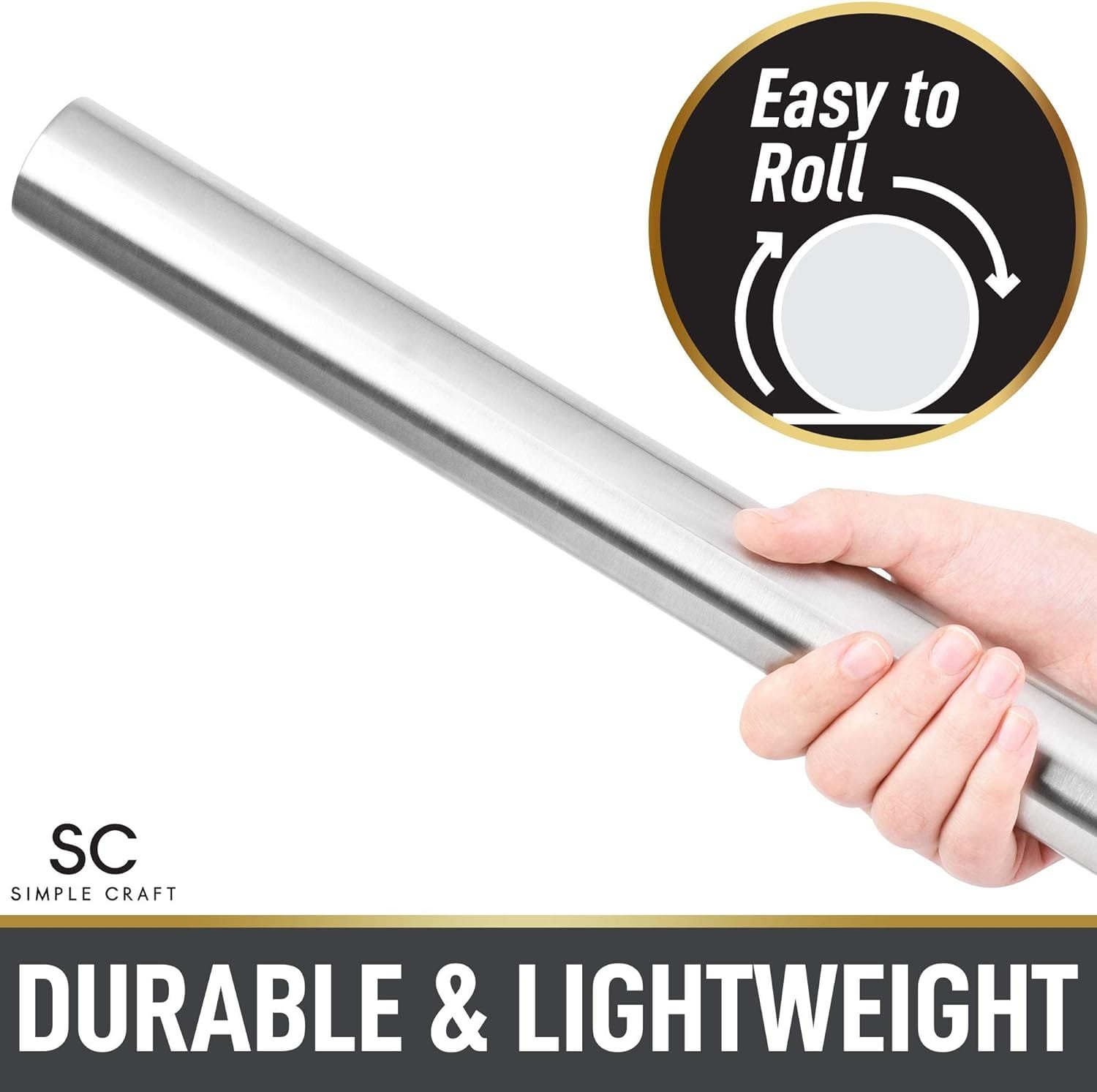 Simple Craft Premium 16” Rolling Pin - Smooth Tapered Professional French Rolling Pin - Stainless Steel Rolling Pin For Making Cookies, Pastries, Pizza, Pies, and Pastas Simple Craft Premium 16” Rolling Pin - Smooth Tapered Professional French Rolling Pin - Stainless Steel Rolling Pin For Making Cookies, Pastries, Pizza, Pies, and Pastas