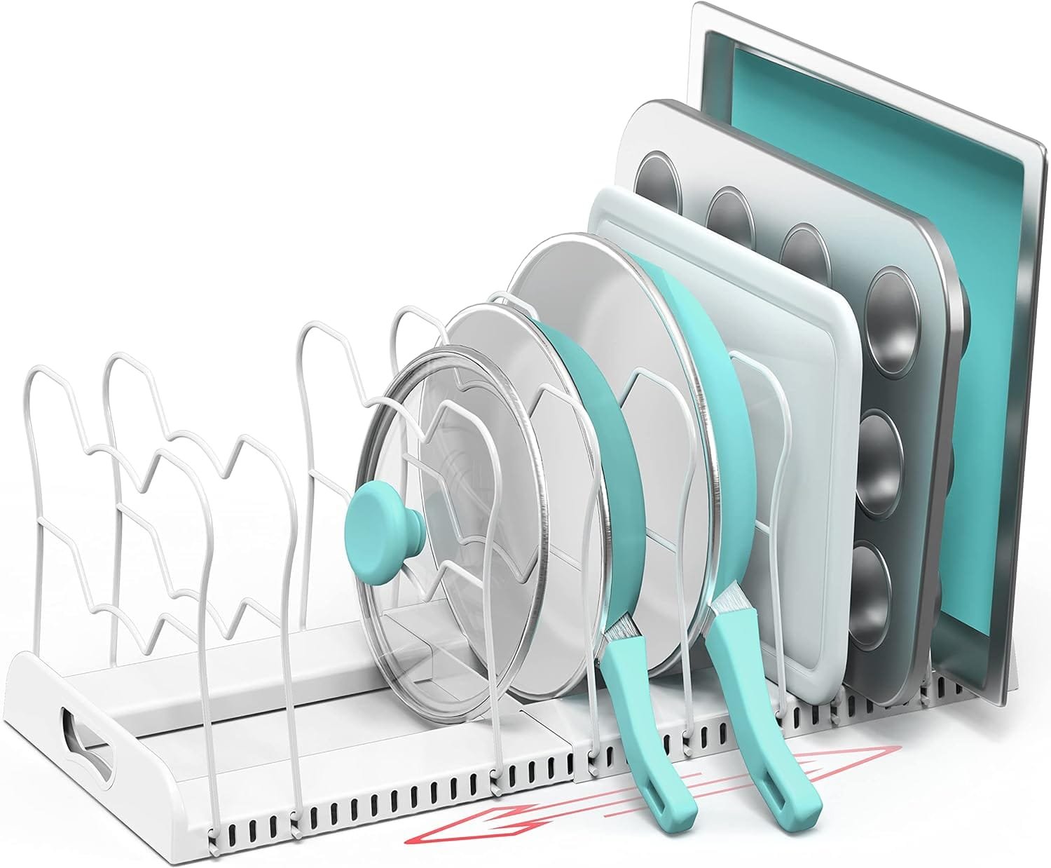 Simple Houseware 10 Compartments Expandable Pan Organizer, White, Plastic, Metal, 12-22L x 9.5W x 8.5H Simple Houseware 10 Compartments Expandable Pan Organizer, White, Plastic, Metal, 12-22L x 9.5W x 8.5H