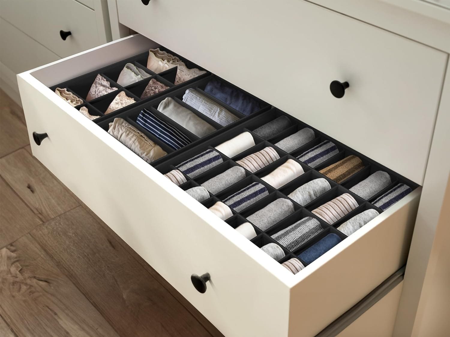 Simple Houseware Closet Underwear Organizer Drawer Divider 4 Set, Gray