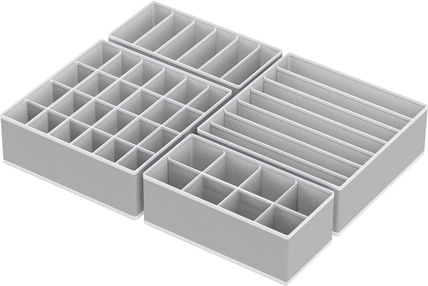 Simple Houseware Closet Underwear Organizer Drawer Divider 4 Set, Gray