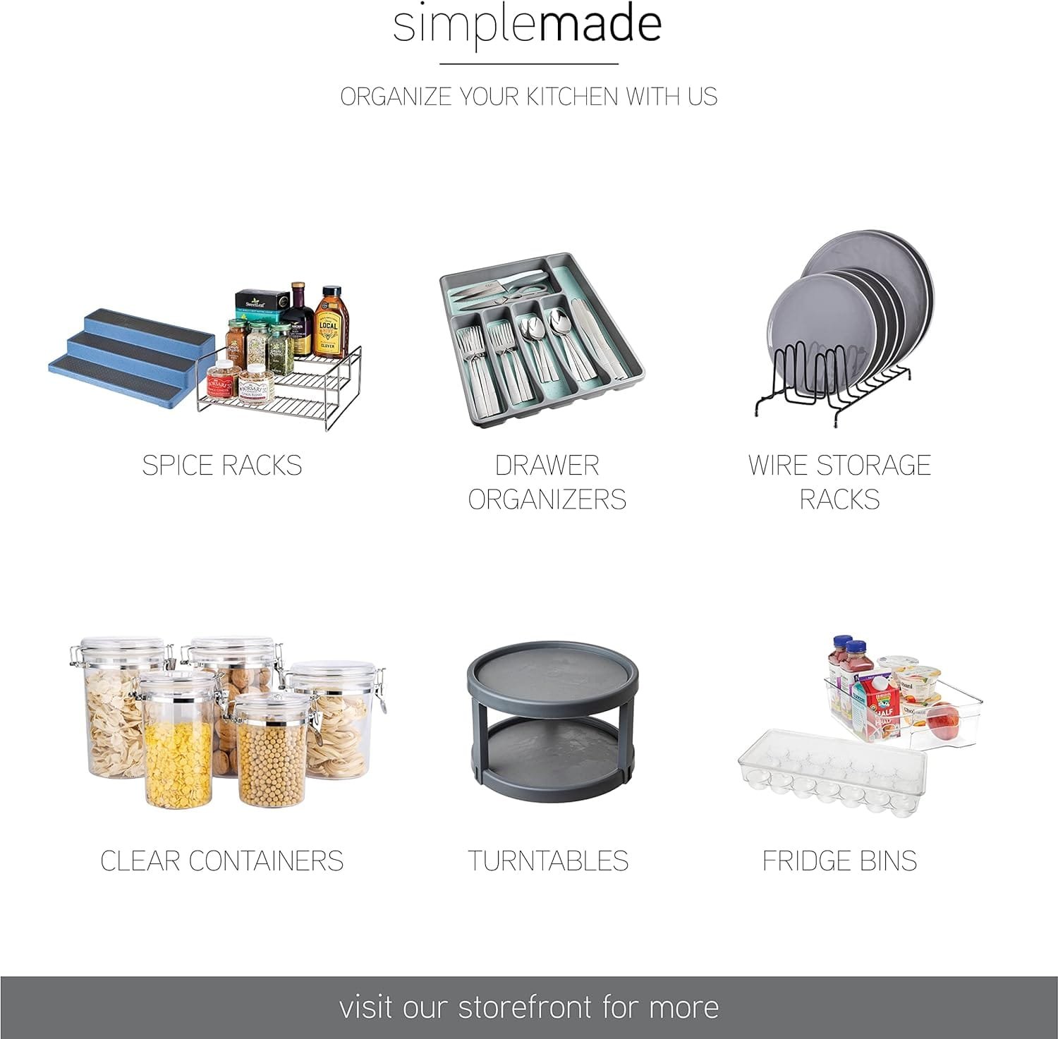 SIMPLEMADE Clear Spice Rack - 2 Pack Three-Tiered Shelf, Countertop, and Cabinet Storage and Spice Organizer for Kitchen, Bathroom, Bedroom, and Office, Home Storage and Organization Solutions