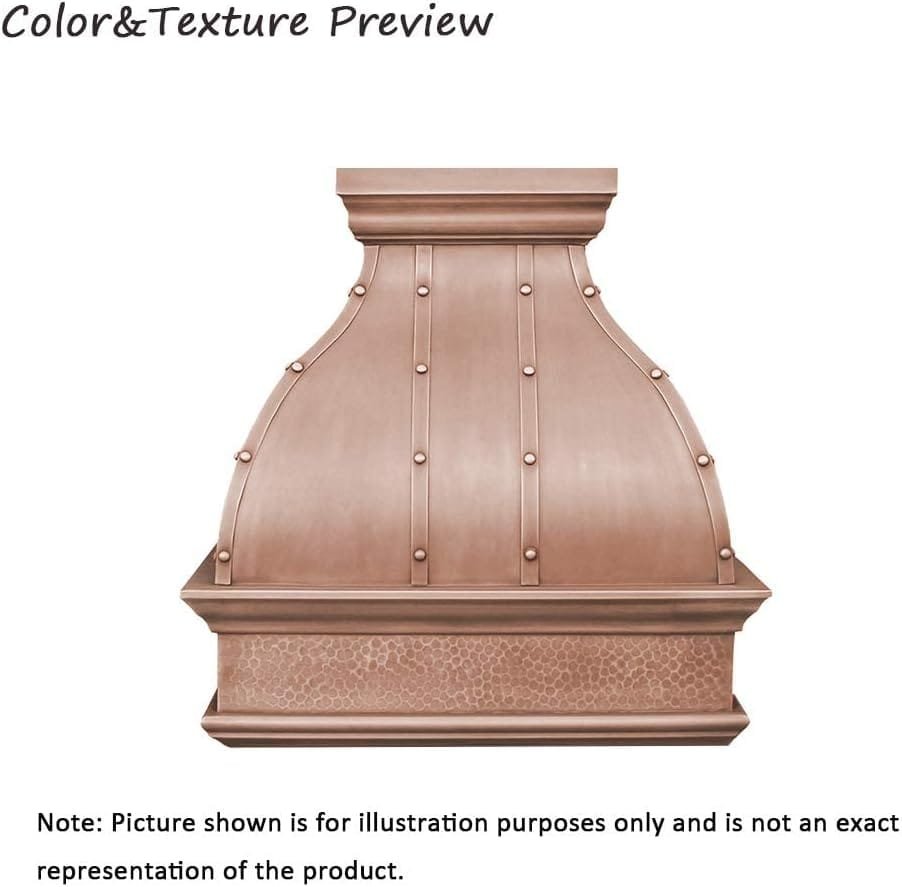 SINDA Handcrafted Custom Copper Range Hood with Commercial Grade Hood SUS304 Vent with Liner and Fan Motor, Baffle Filter, High CFM, H25SL-NW4230, 42Wx30H SINDA Handcrafted Custom Copper Range Hood with Commercial Grade Hood SUS304 Vent with Liner and Fan Motor, Baffle Filter, High CFM, H25SL-NW4230, 42Wx30H