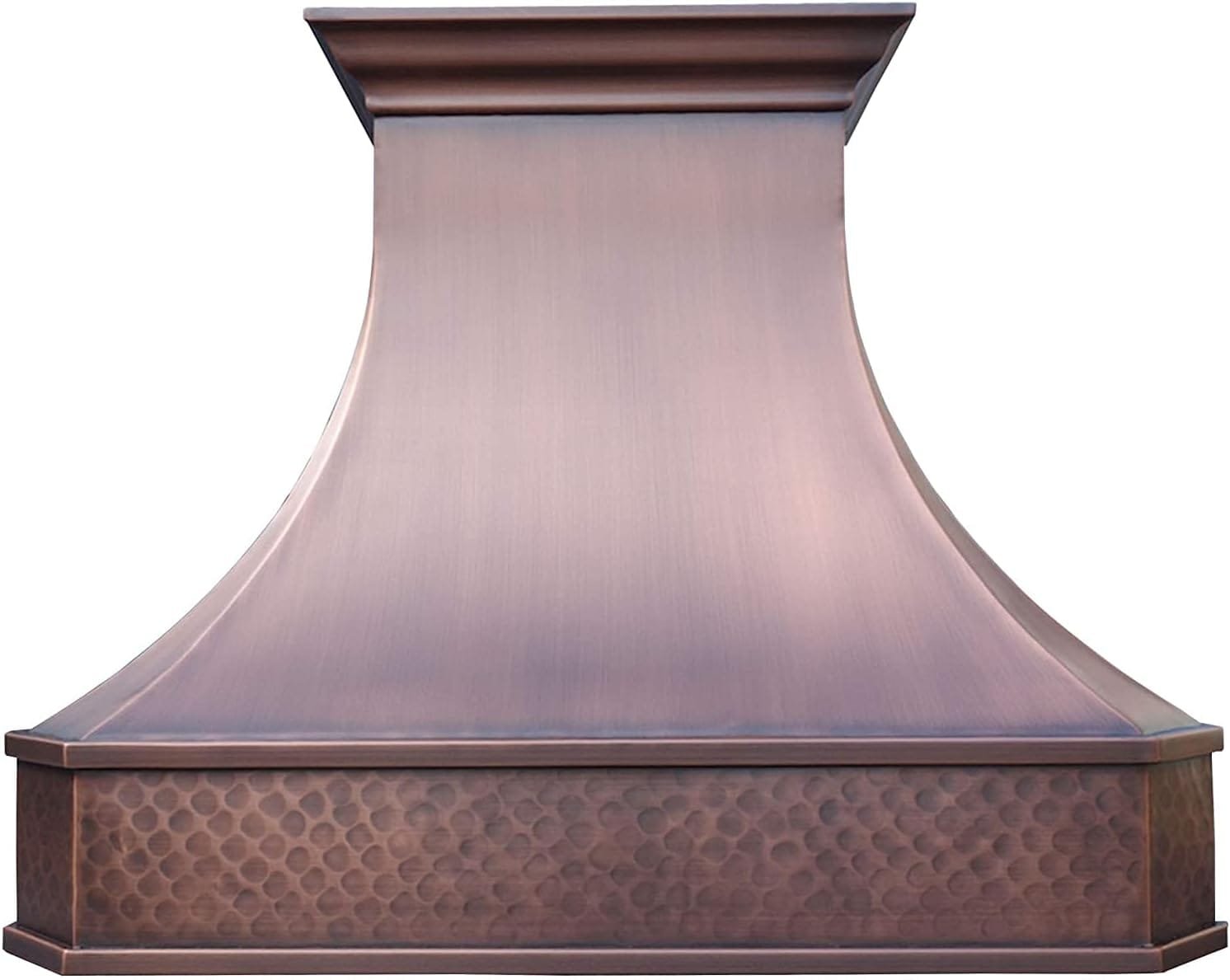 SINDA Island Mount Copper Range Hood, Handcrafted Custom Copper Range Hood with Commercial Grade Hood SUS304 Vent with Liner and Fan Motor, Baffle Filter, High CFM, 30Wx48H, H3SL-OI3048