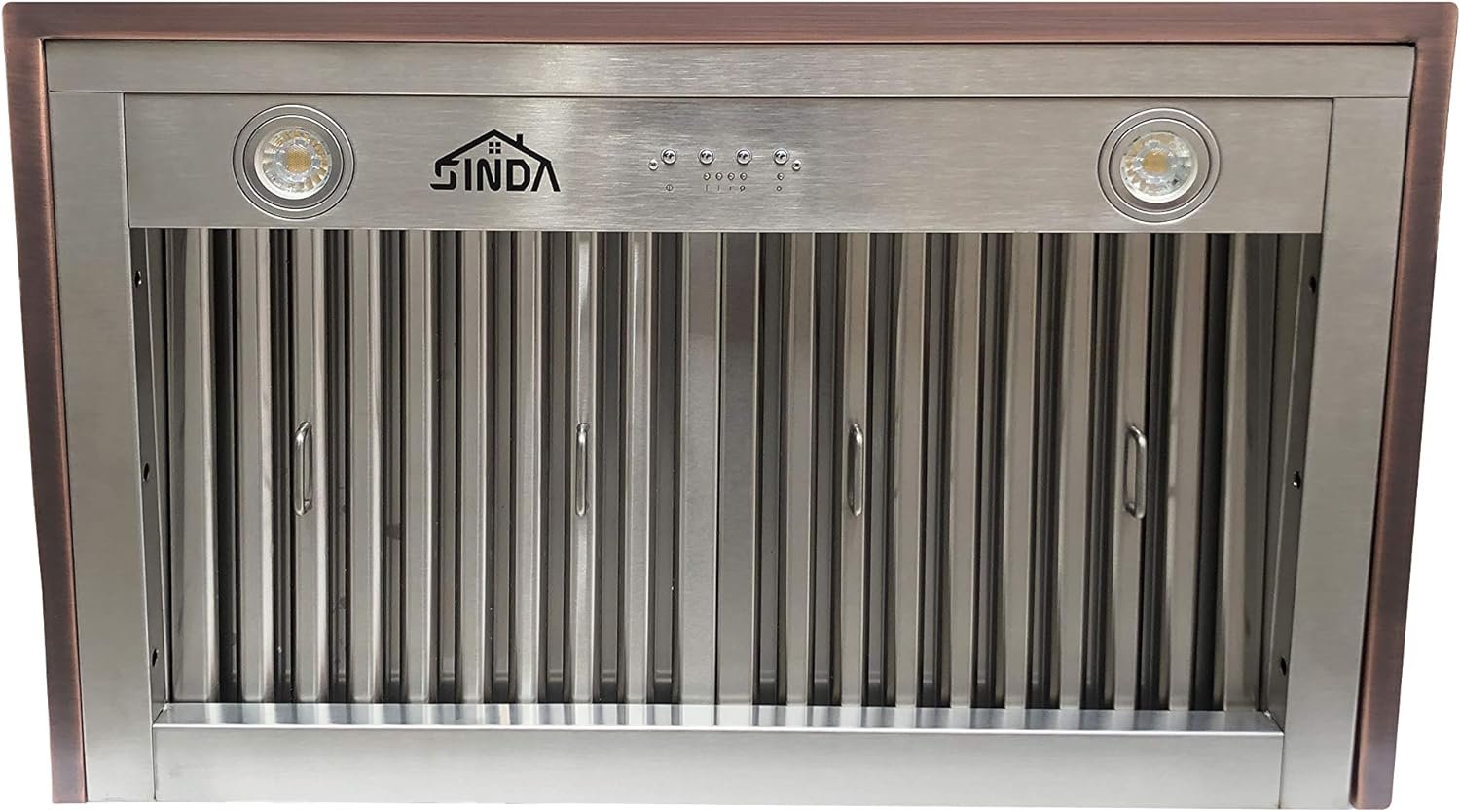SINDA Light Hammered-Antique Copper Handcrafted Custom Copper Range Hood with Commercial Grade Hood SUS304 Vent with Liner and Fan Motor, Baffle Filter, High CFM, Island Mount, H3STR3LCI3039