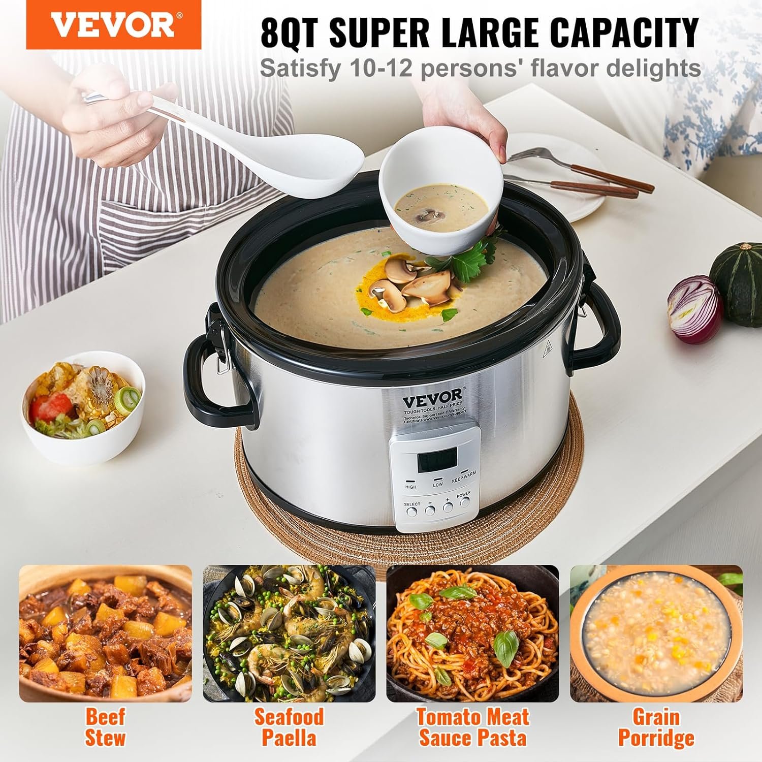 Slow Cooker, 7QT 280W Electric Slow Cooker Pot with 3-Level Heat Settings, Digital Slow Cookers with 20 Hours Max Timer, Locking Lid, Ceramic Inner Pot for Home/Commercial Use