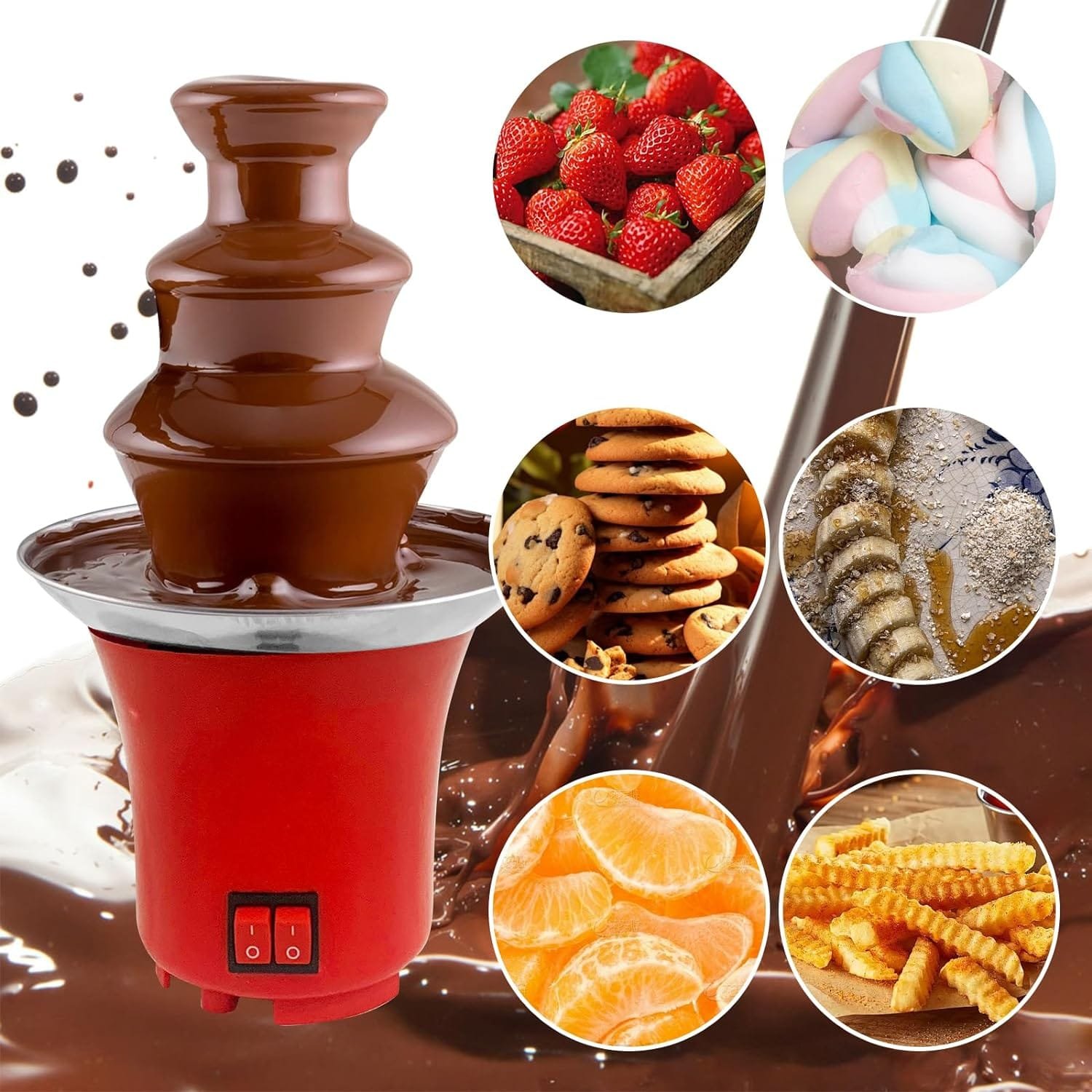 Small Chocolate Fondue Fountain Machine for Candy Butter Cheese Chocolate Fountain for Party (BLACK) Small Chocolate Fondue Fountain Machine for Candy Butter Cheese Chocolate Fountain for Party (BLACK)