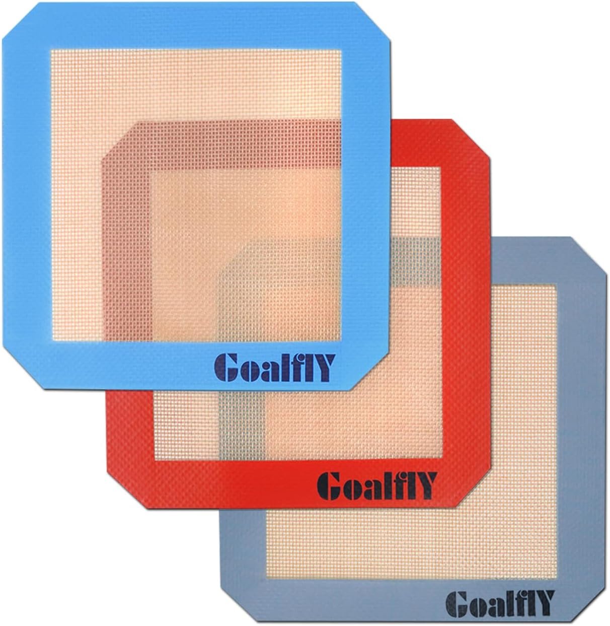 Small Silicone Baking Mat (11.8 x 7.8 IN), Set of 3 Silicone Mats for Quarter Sheet Pan, Non-stick Silicone Mat for Macarons, Pizza, Cake (Red, Blue, Green)