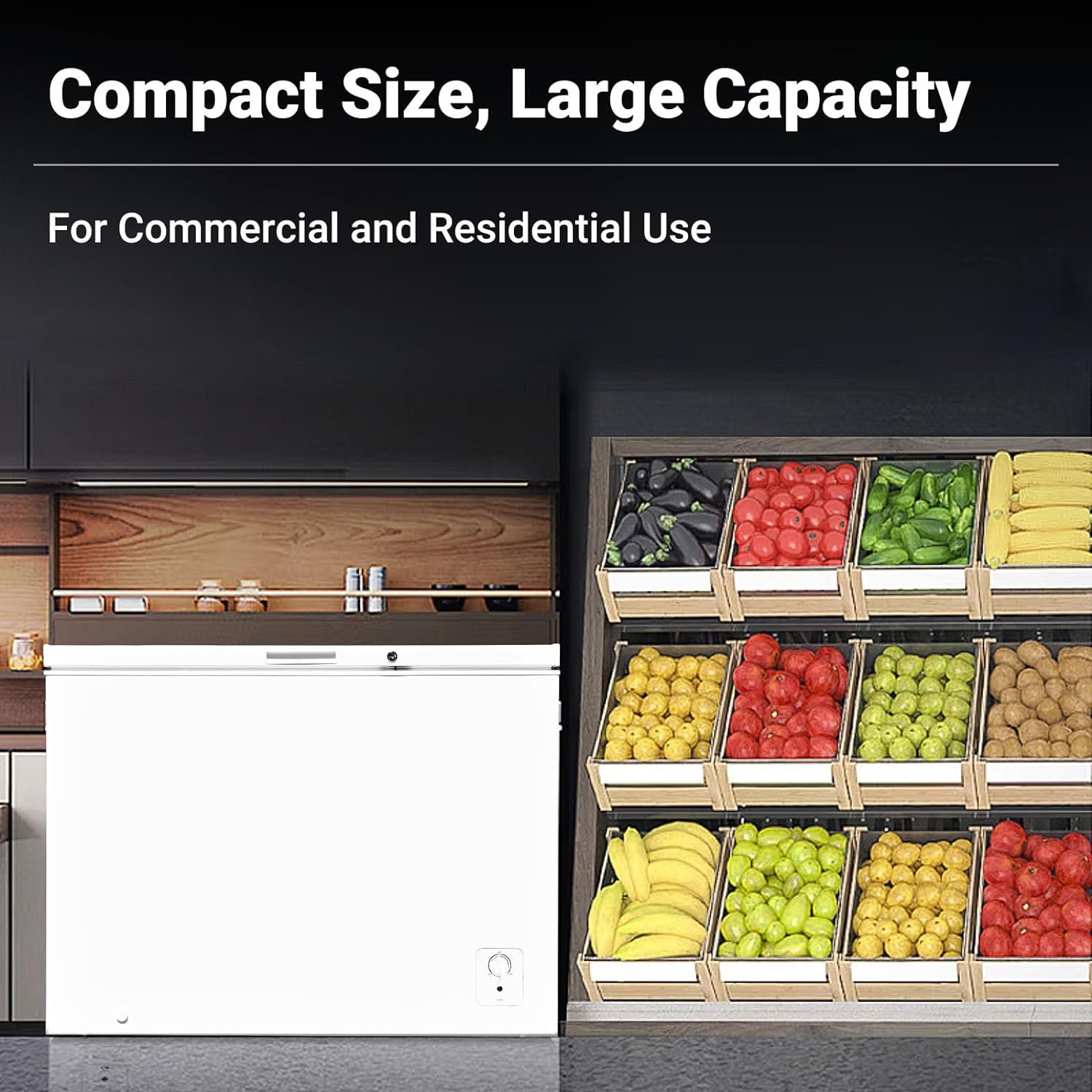 SMETA Chest Deep Freezer 10 Cubic Feet, 44W Freezers Garage Meat Freezer with Adjustable Thermostat, Solid Top Freezers Wire Basket, 10.5 cu. ft Large Storage for Kitchen Commercial, White