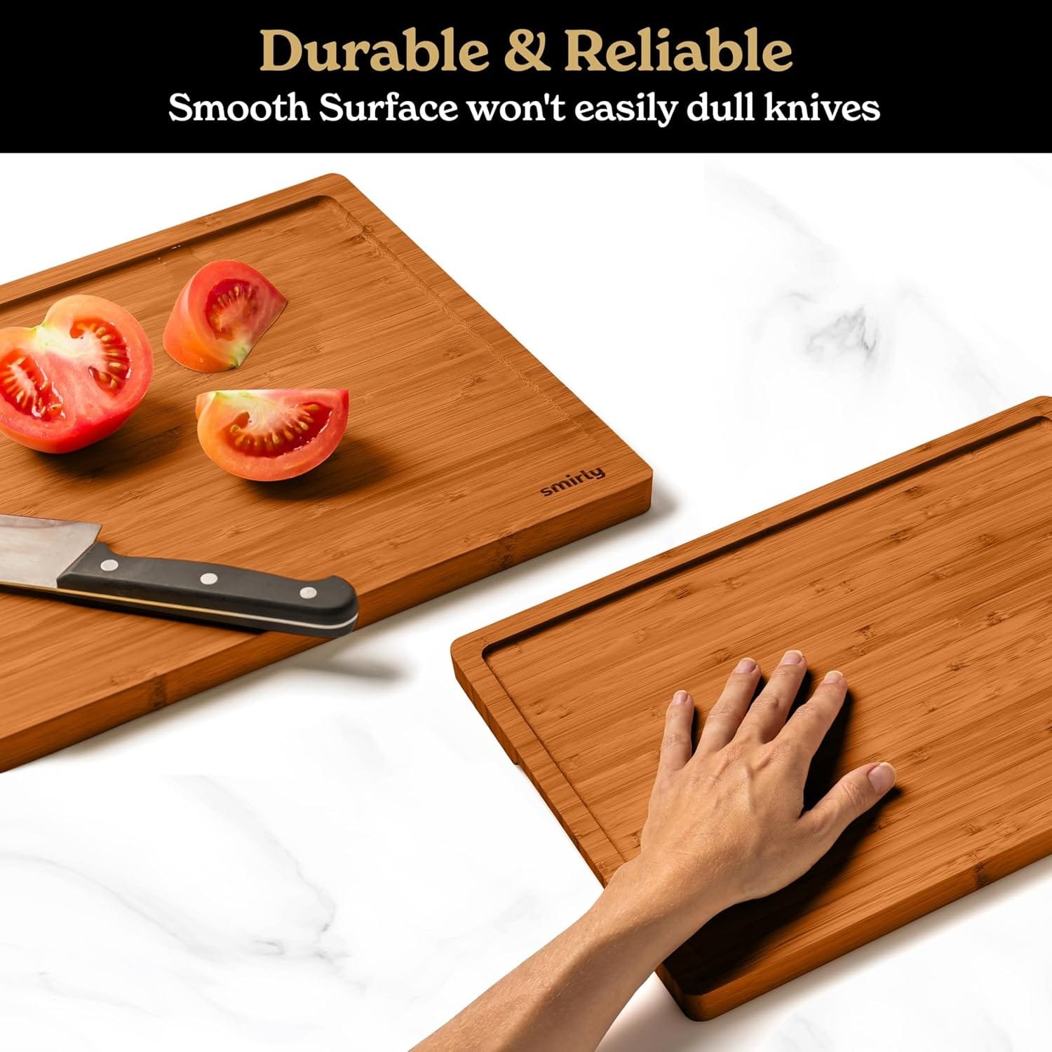 SMIRLY Wood Cutting Boards For Kitchen - Bamboo Cutting Board Set with Holder, Wood Cutting Board Set, Cutting Board Wood, Wooden Chopping Board, Wooden Cutting Board Set