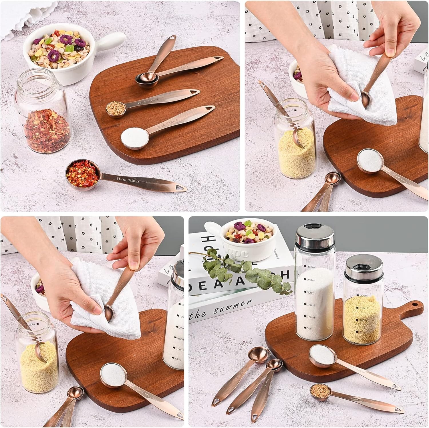 Smithcraft Measuring Cups and Spoons Set, 12 Pieces Measuring Cup Set, Stainless Steel Measuring Cups, Metal Copper Measuring Cups Spoons, Dry Kitchen Measure Cup Spoon Leveler Measure Equivalents Smithcraft Measuring Cups and Spoons Set, 12 Pieces Measuring Cup Set, Stainless Steel Measuring Cups, Metal Copper Measuring Cups Spoons, Dry Kitchen Measure Cup Spoon Leveler Measure Equivalents