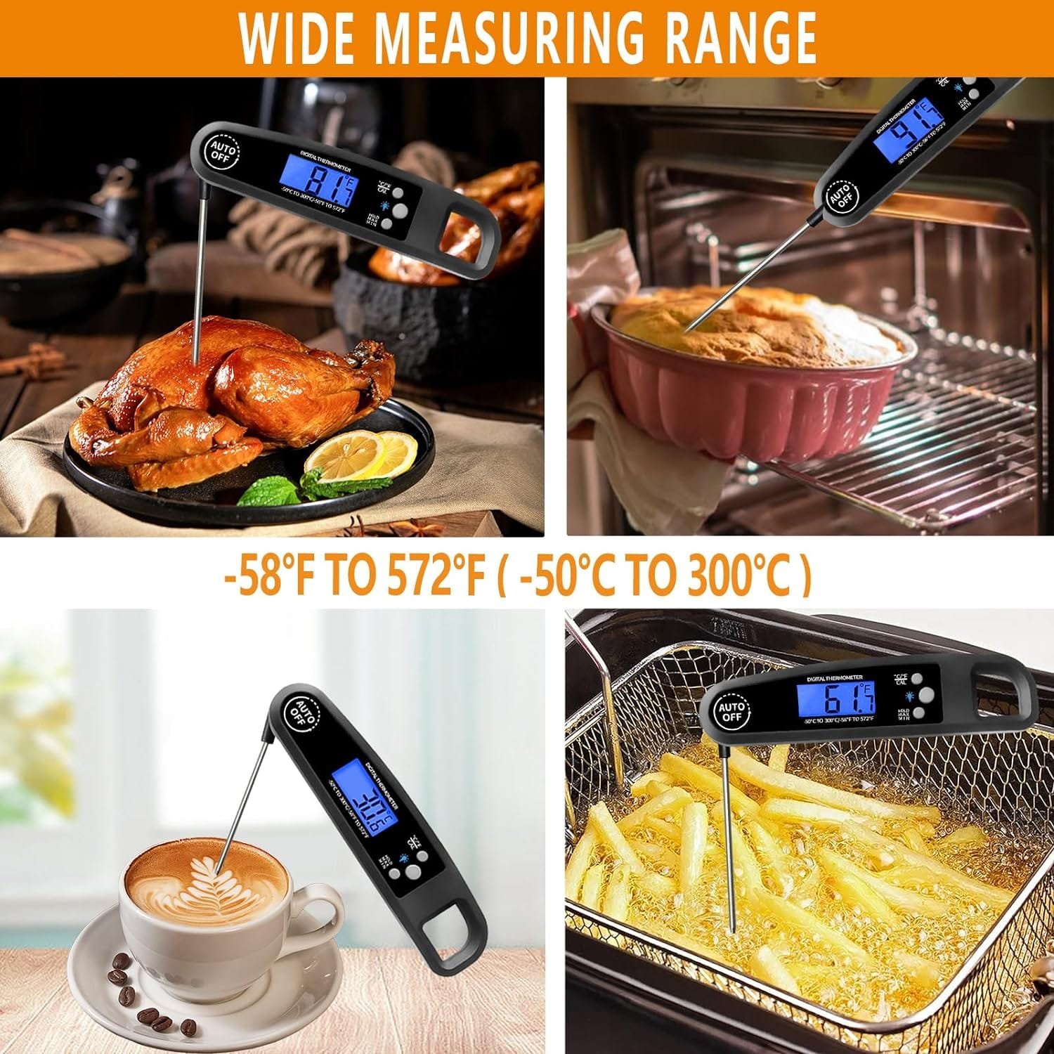 SnailM-JOY Meat Thermometer Digital, Ultra Fast Instant Read Food Thermometer for Cooking and Grilling, Candy Making, Waterproof Wireless Kitchen Thermometer with Backlight  Foldable Probe SnailM-JOY Meat Thermometer Digital, Ultra Fast Instant Read Food Thermometer for Cooking and Grilling, Candy Making, Waterproof Wireless Kitchen Thermometer with Backlight  Foldable Probe
