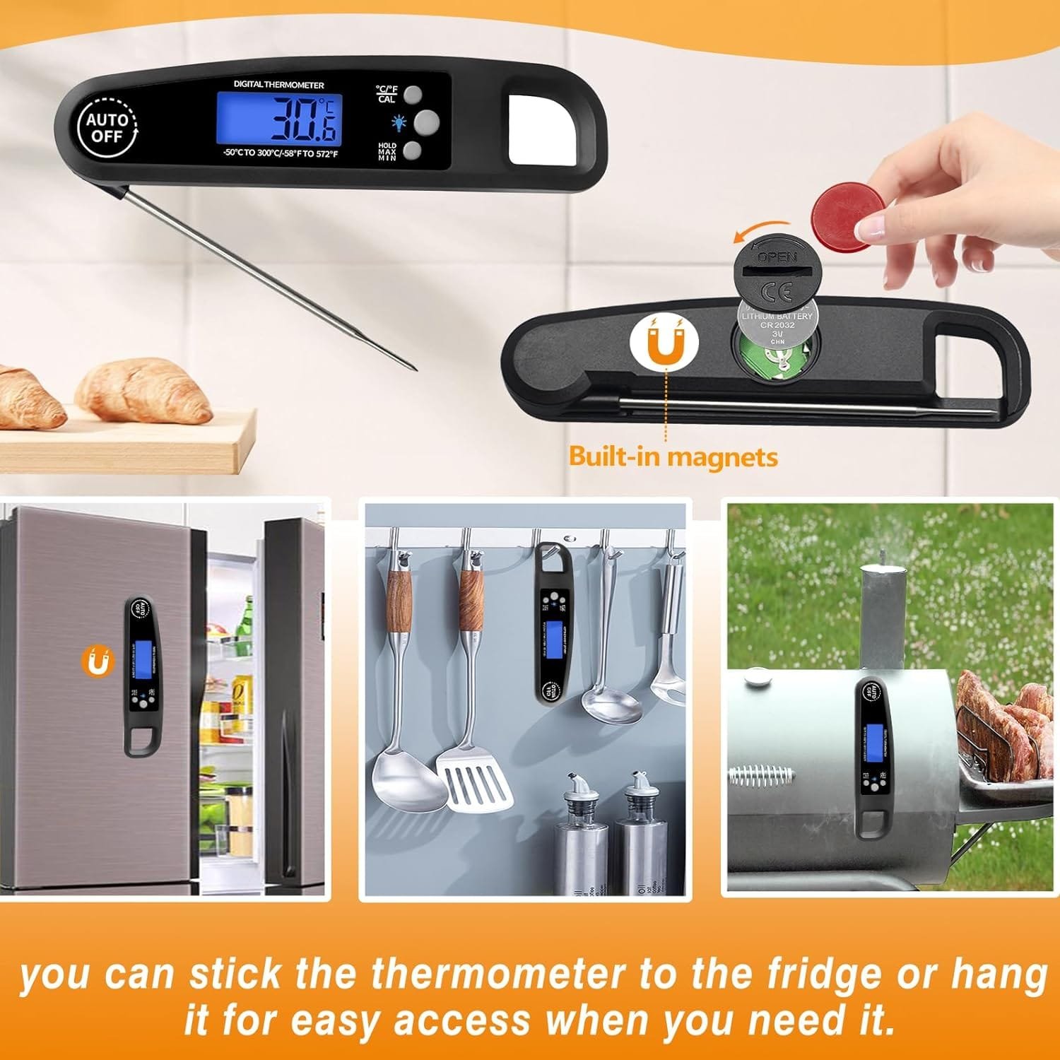 SnailM-JOY Meat Thermometer Digital, Ultra Fast Instant Read Food Thermometer for Cooking and Grilling, Candy Making, Waterproof Wireless Kitchen Thermometer with Backlight  Foldable Probe SnailM-JOY Meat Thermometer Digital, Ultra Fast Instant Read Food Thermometer for Cooking and Grilling, Candy Making, Waterproof Wireless Kitchen Thermometer with Backlight  Foldable Probe