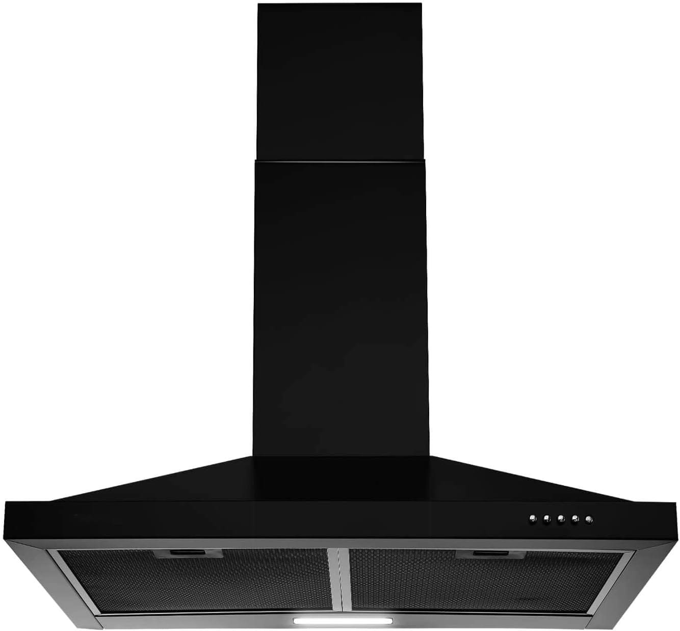 SNDOAS Black Range Hood 24 inch,Black Vent Hood,Stainless Steel Chimney-Style 24 inch Range Hood,Ductless Range Hood with 3-Speed Exhaust Fan,LED Light,Wall Mount Kitchen Hood,Over Stove Vent
