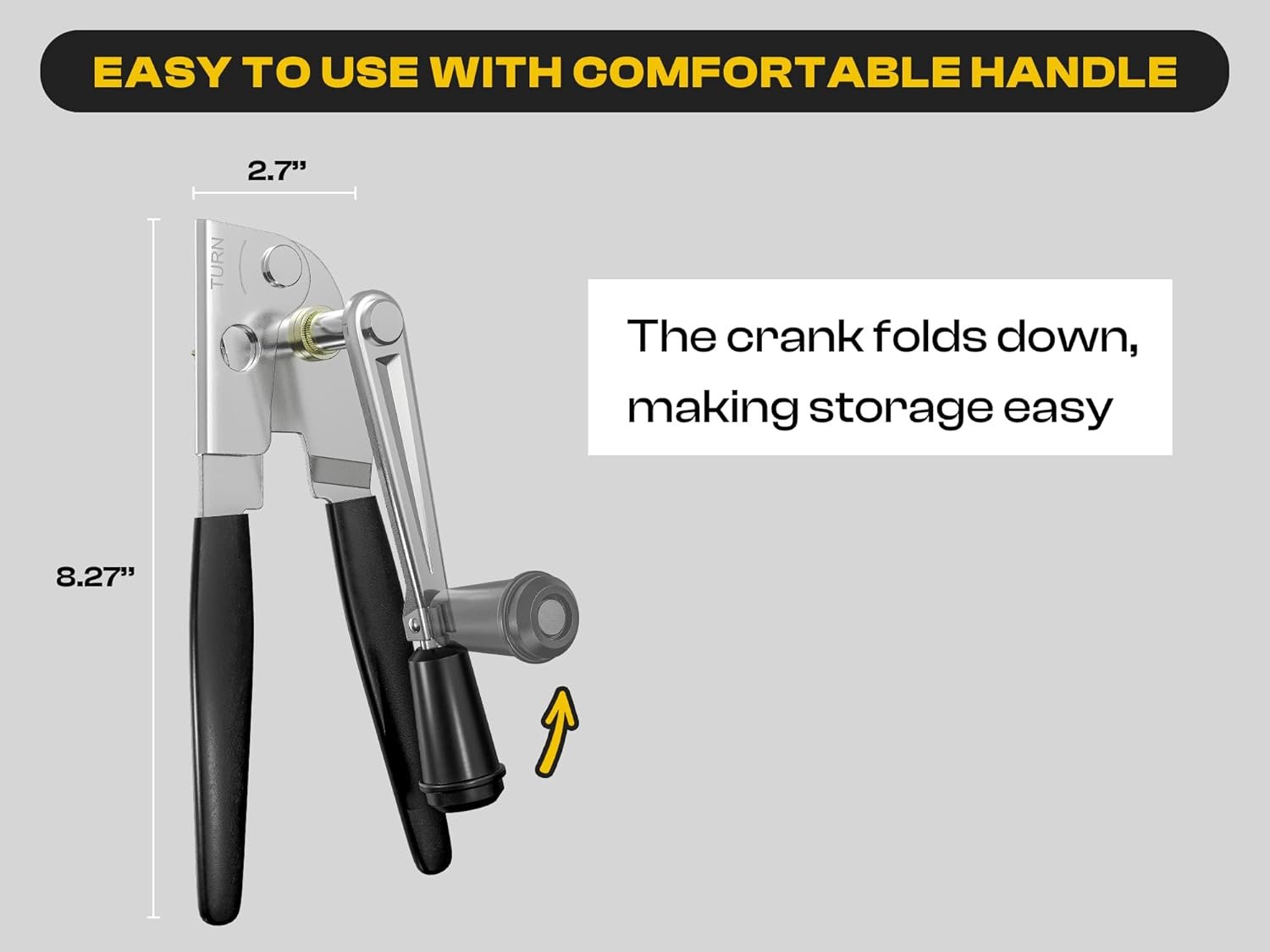 SoB Commercial Can Opener Heavy Duty - Easy to Use with Comfortable Easy Crank Handle - Swing Grip Design - Hand Can Opener Manual - Includes Built in Bottle Opener