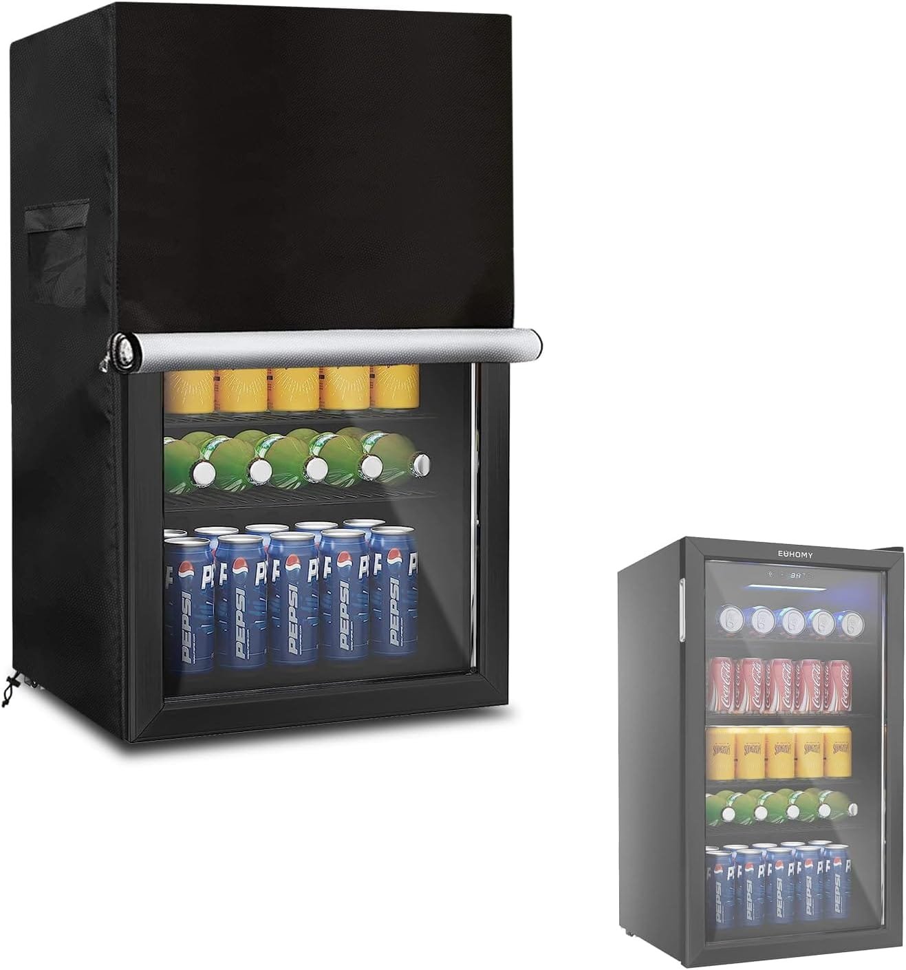 Sobana Beverage Refrigerator and Cooler Cover for most 3.2 Cu.ft Beer or Wine Mini Fridge,Waterproof Dust Proof Anti-UV Sides Zipper Can Be Opened(20 W x 20 D x 33 H,Black)