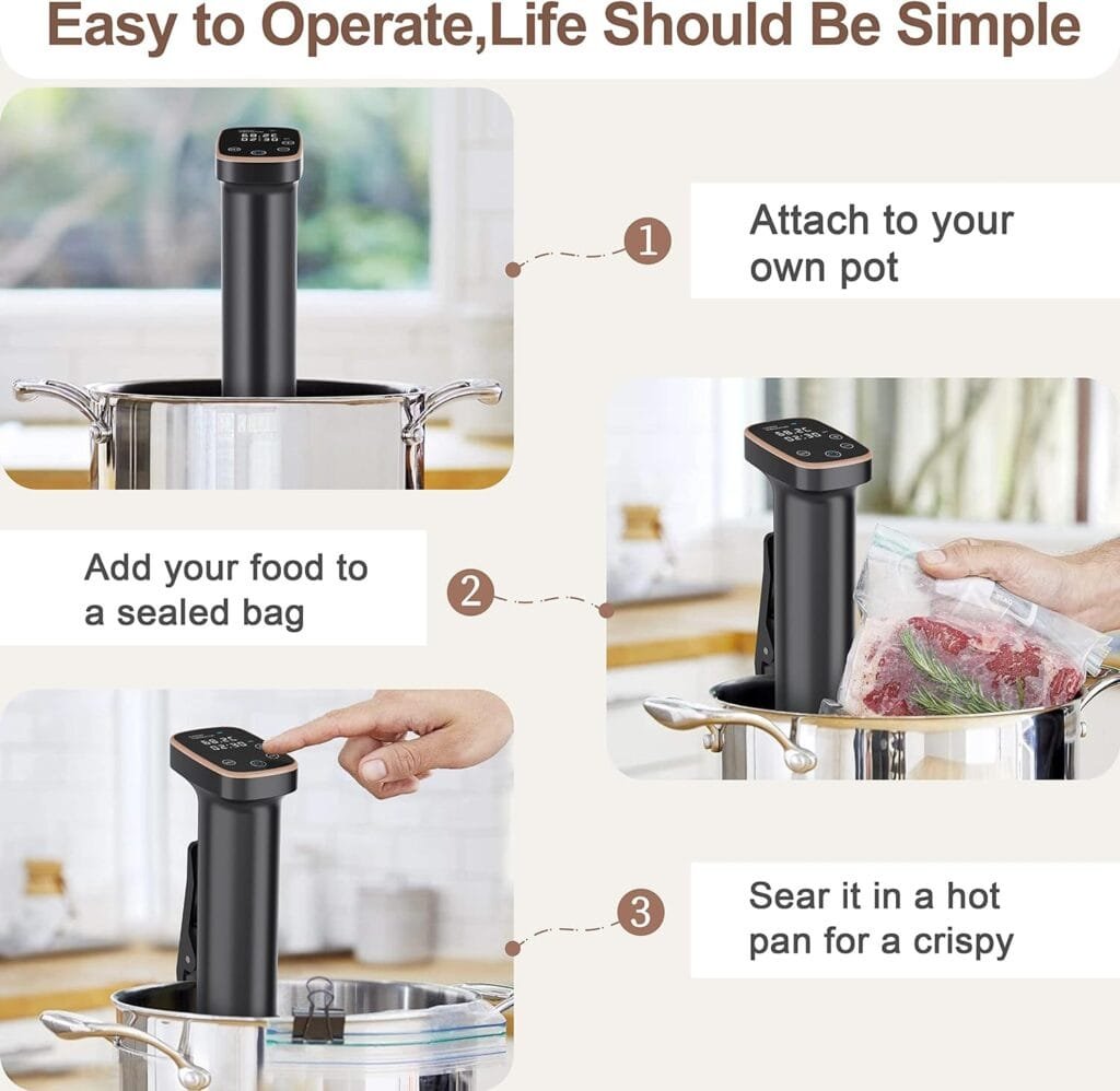 Sous Vide Cooker, 1100W Sous Vide Machine, Ultra-quiet Fast-Heating Immersion Circulator Precise Cooker with Big Touchscreen Accurate Temperature and Time Control, IPX7 Waterproof Sous Vide Cooker, 1100W Sous Vide Machine, Ultra-quiet Fast-Heating Immersion Circulator Precise Cooker with Big Touchscreen Accurate Temperature and Time Control, IPX7 Waterproof