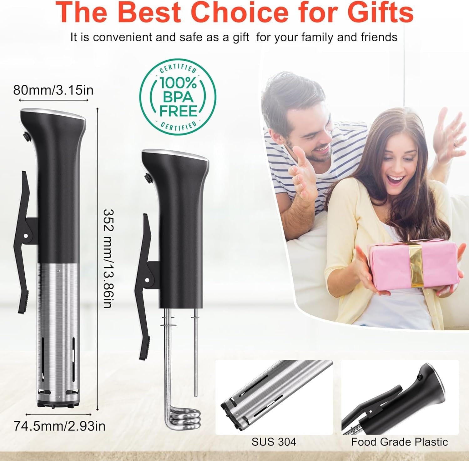 Sous Vide Machine, Sous Vide Cooker 1100W, WiFi Connect App Control with Recipe, Fast-Heating Immersion Circulator Cooker with Accurate Temperature and Time Control, Ultra Quiet, IPX7 Waterproof