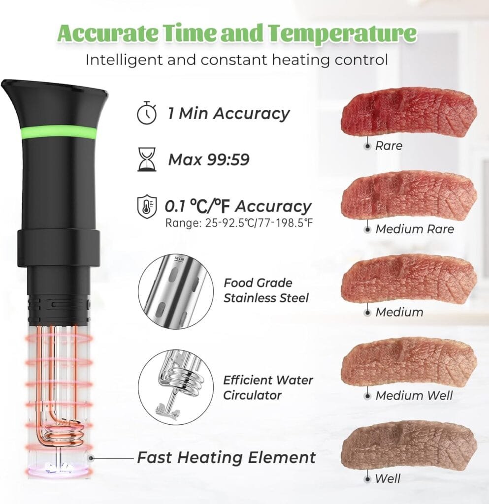Sous Vide Machines, Immersion Circulators, Precision Cooker, with Recipe,Temperature and Time Digital Display Control, 1000W Sous Vide Machines, Immersion Circulators, Precision Cooker, with Recipe,Temperature and Time Digital Display Control, 1000W