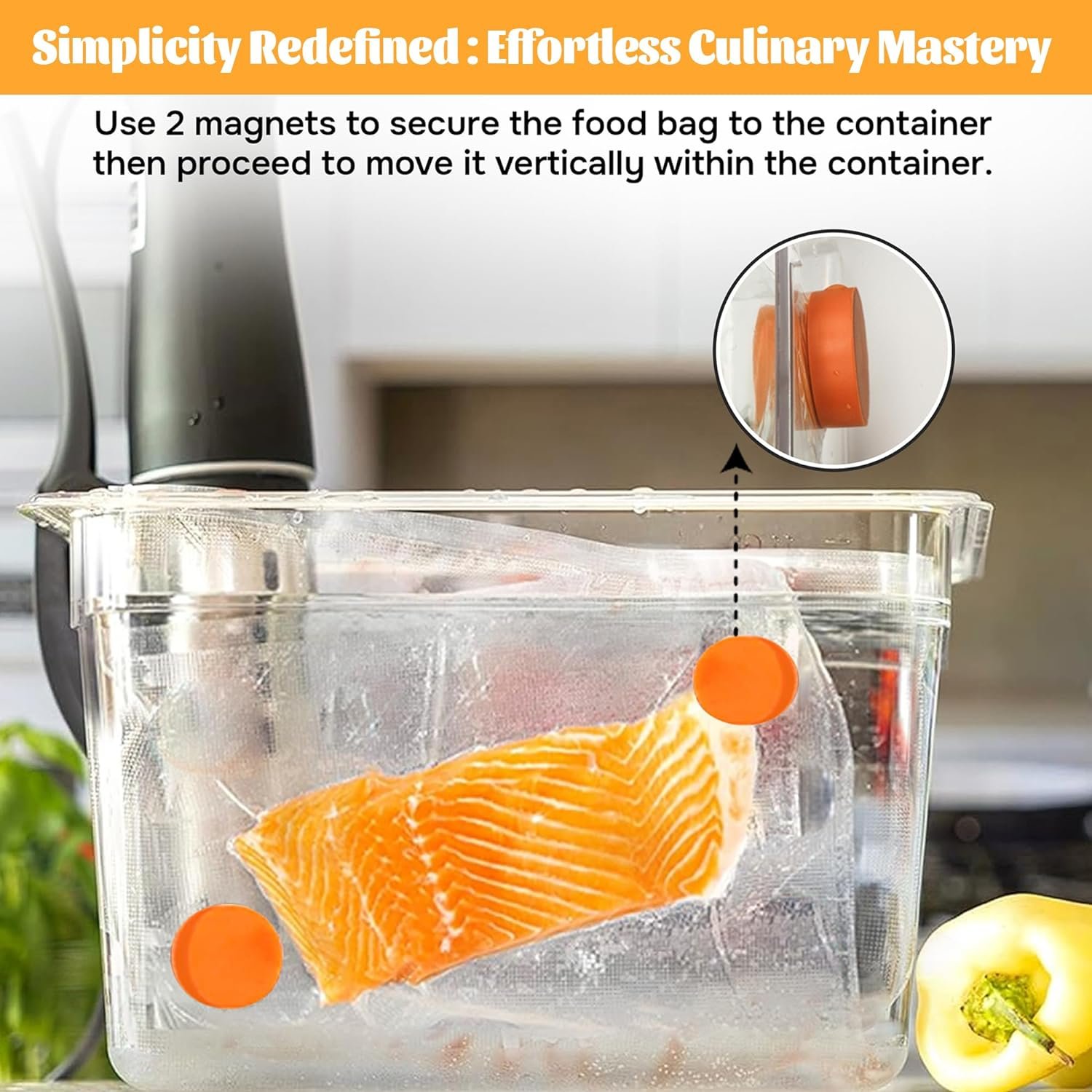 Sous Vide Weight Magnets by AKS Co - 10-Pack Food Safe Silicone-Coated Magnets, Designed for Sous Vide Machines to Immerse Food Bags  Prevent Floating/Undercooking - Includes Kitchen Tongs