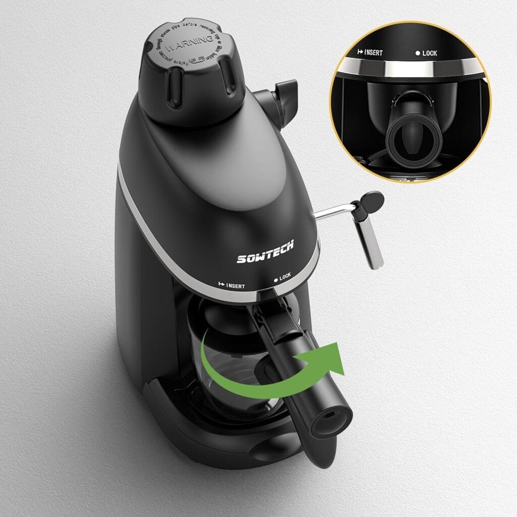 SOWTECH Espresso Coffee Machine Cappuccino Latte Maker 3.5 Bar 1-4 Cup with Steam Milk Frother White