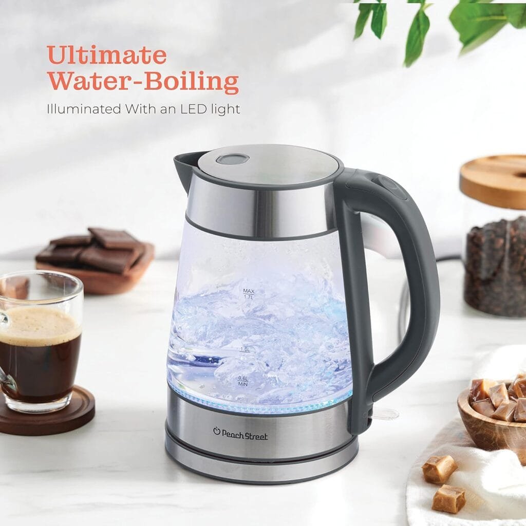 Speed-Boil Electric Kettle For Coffee Tea - 1.7L Water Boiler 1500W, Borosilicate Glass, Easy Clean Wide Opening, Auto Shut-Off, Cool Touch Handle, LED Light. 360° Rotation, Boil Dry Protection Speed-Boil Electric Kettle For Coffee Tea - 1.7L Water Boiler 1500W, Borosilicate Glass, Easy Clean Wide Opening, Auto Shut-Off, Cool Touch Handle, LED Light. 360° Rotation, Boil Dry Protection